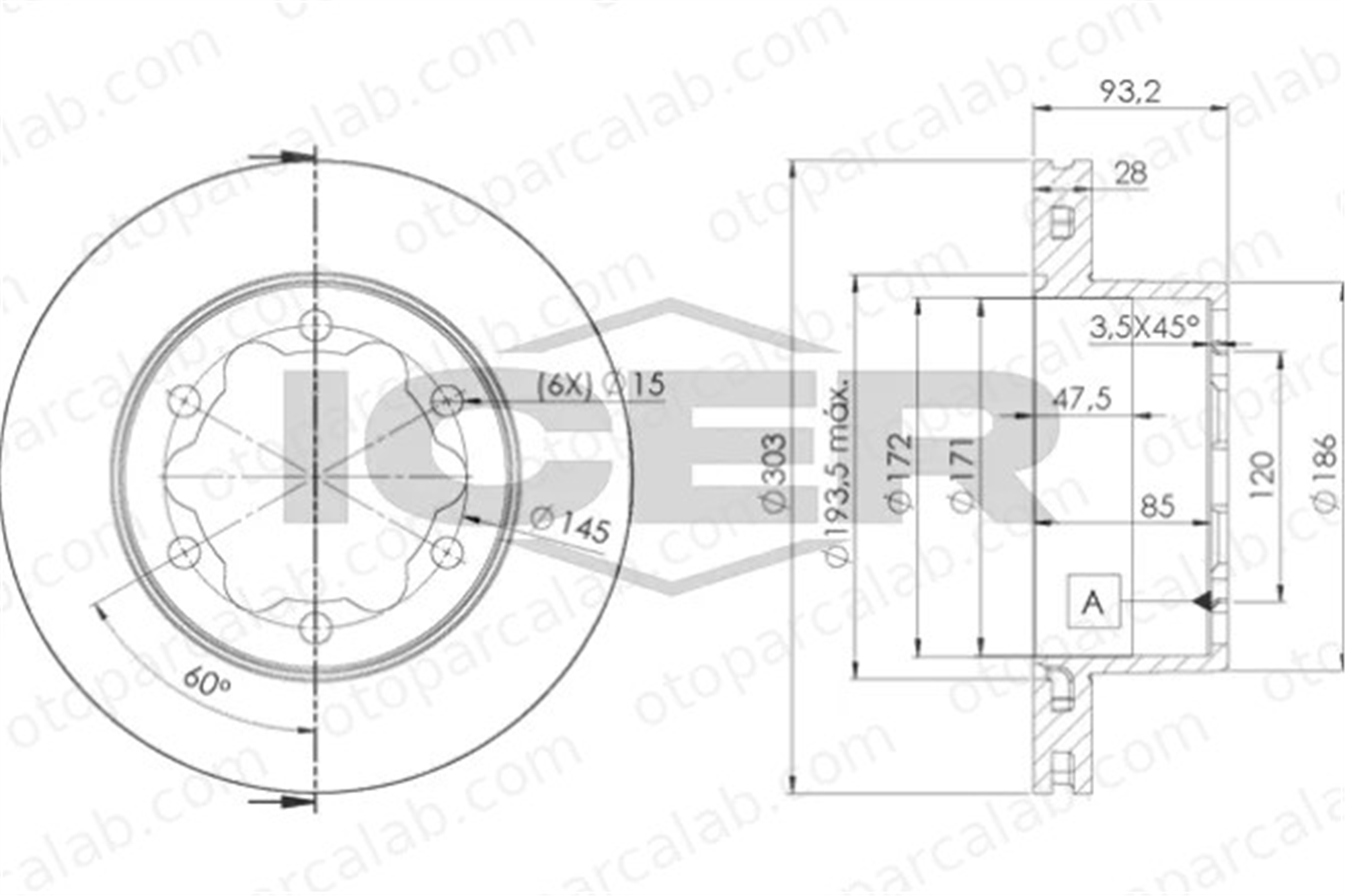 KALE BALATA TFD00023 Fren Disk Ayna Arka Sağ ve Sol MERCEDES-BENZ SPRINTER 5-t Platform şasi SPRINTER 5-t Panelvan/Van 2E0615601 68013764AA