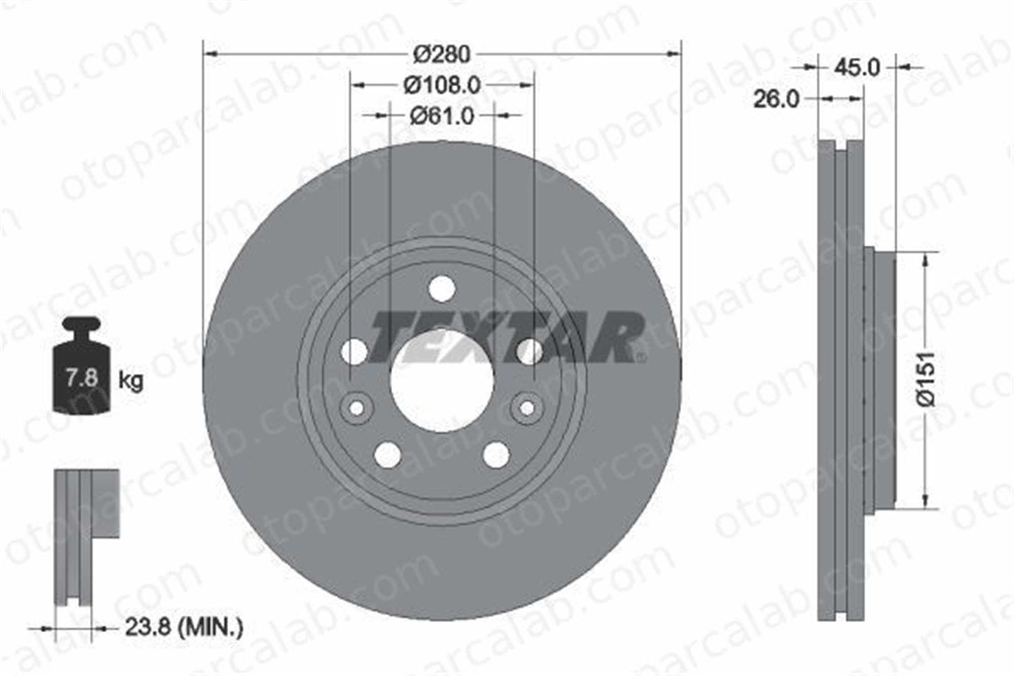 KALE BALATA TFD00044 Fren Disk Ayna Ön Sağ ve Sol RENAULT KANGOO / GRAND KANGOO II KANGOO Express 7701209989 7701209839