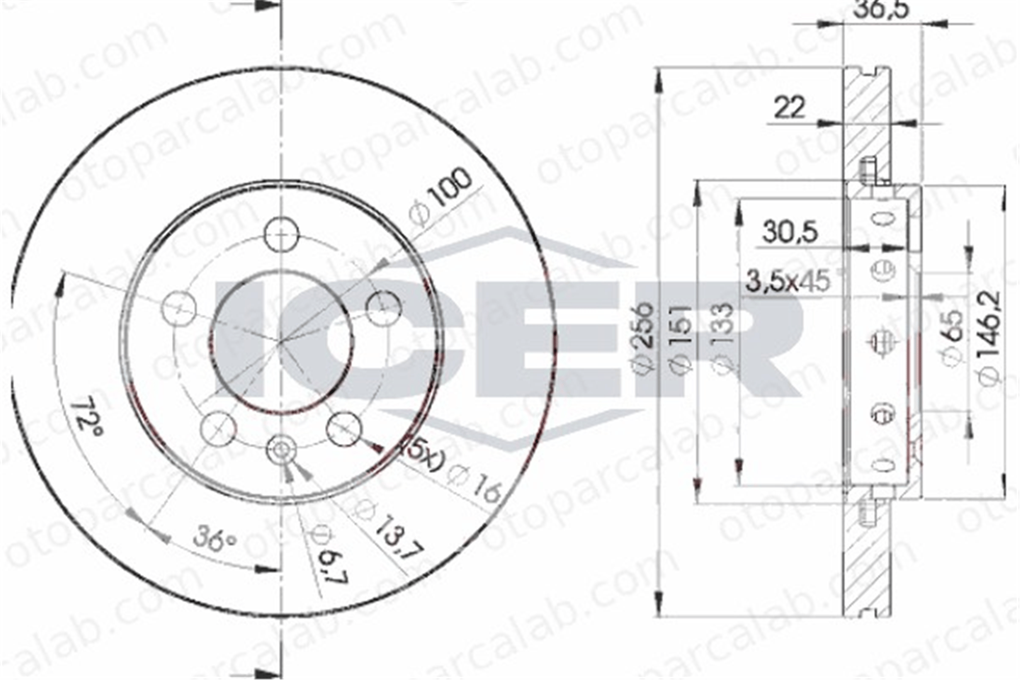 KALE BALATA TFD00083 Fren Disk Ayna Ön Sağ ve Sol SEAT IBIZA IV IBIZA IV SC 1J0615301D JZW615301N