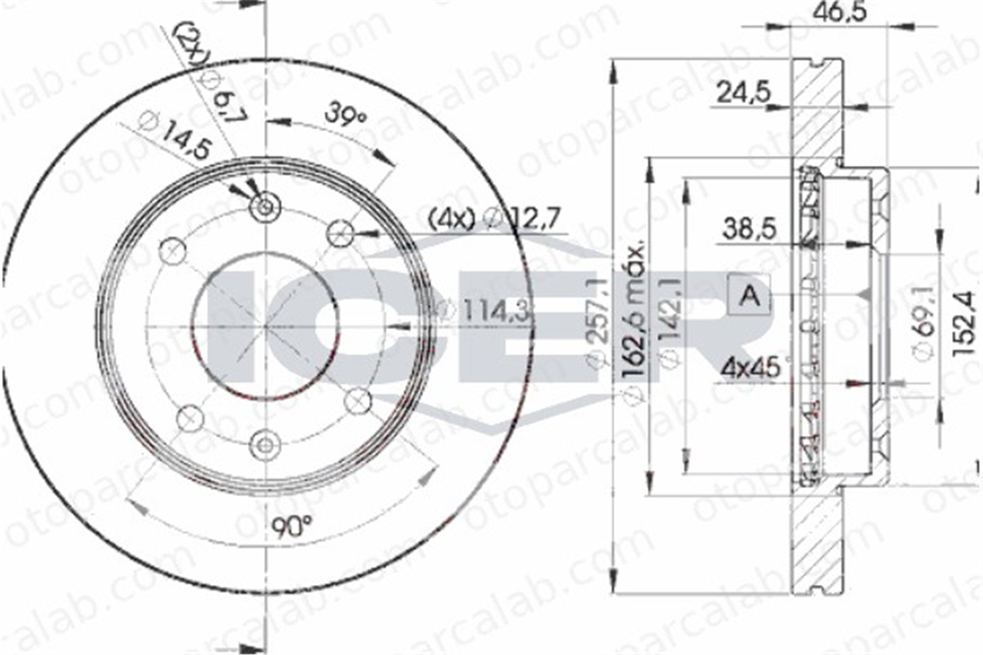KALE BALATA TFD00157 Fren Disk Ayna Ön Sağ ve Sol HYUNDAI ELANTRA III Sedan ELANTRA III 517122D300 517122D310