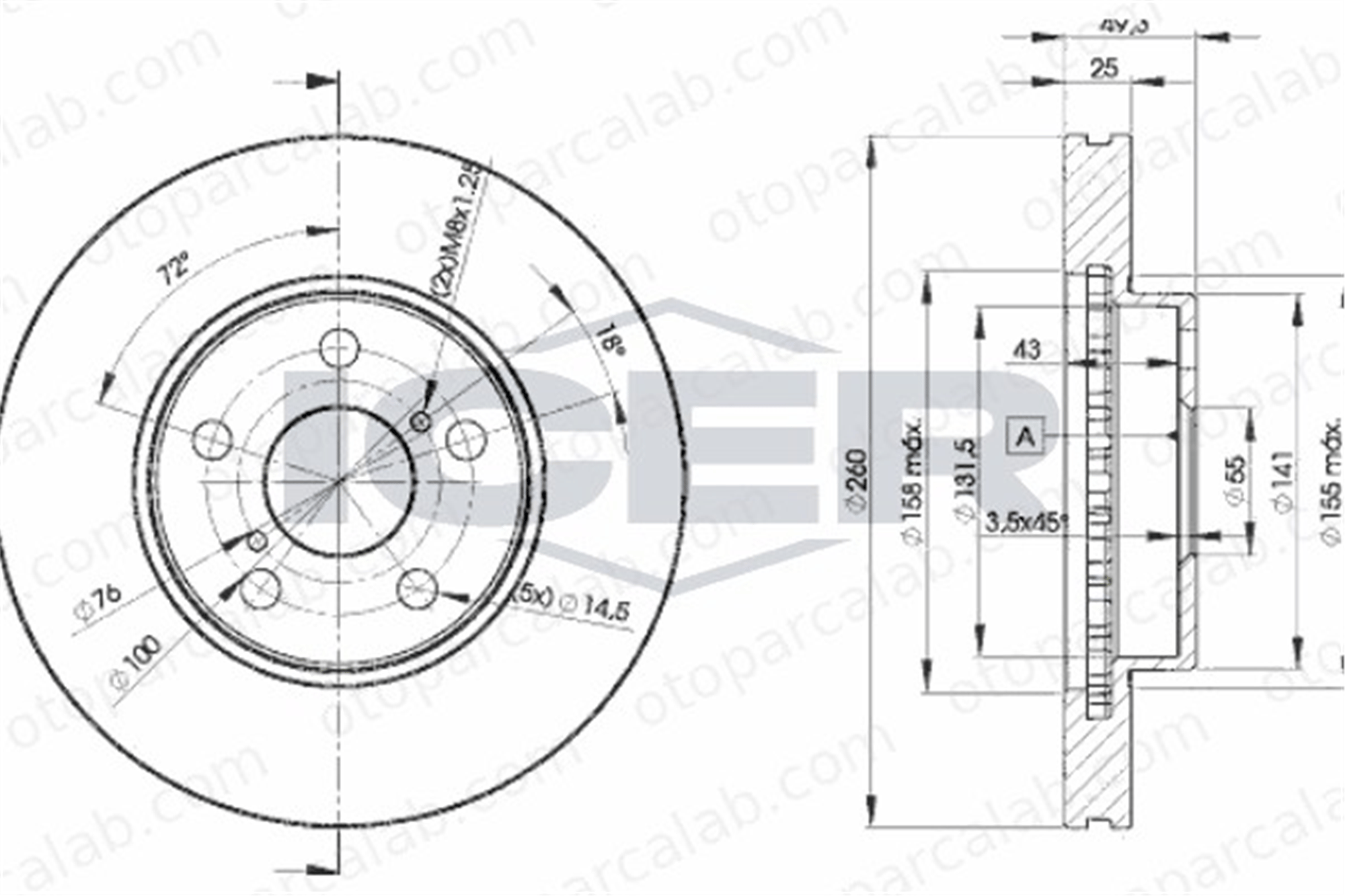 KALE BALATA TFD00188 Fren Disk Ayna Ön Sağ ve Sol TOYOTA AVENSIS AVENSIS Liftback 4351205030 4351205031