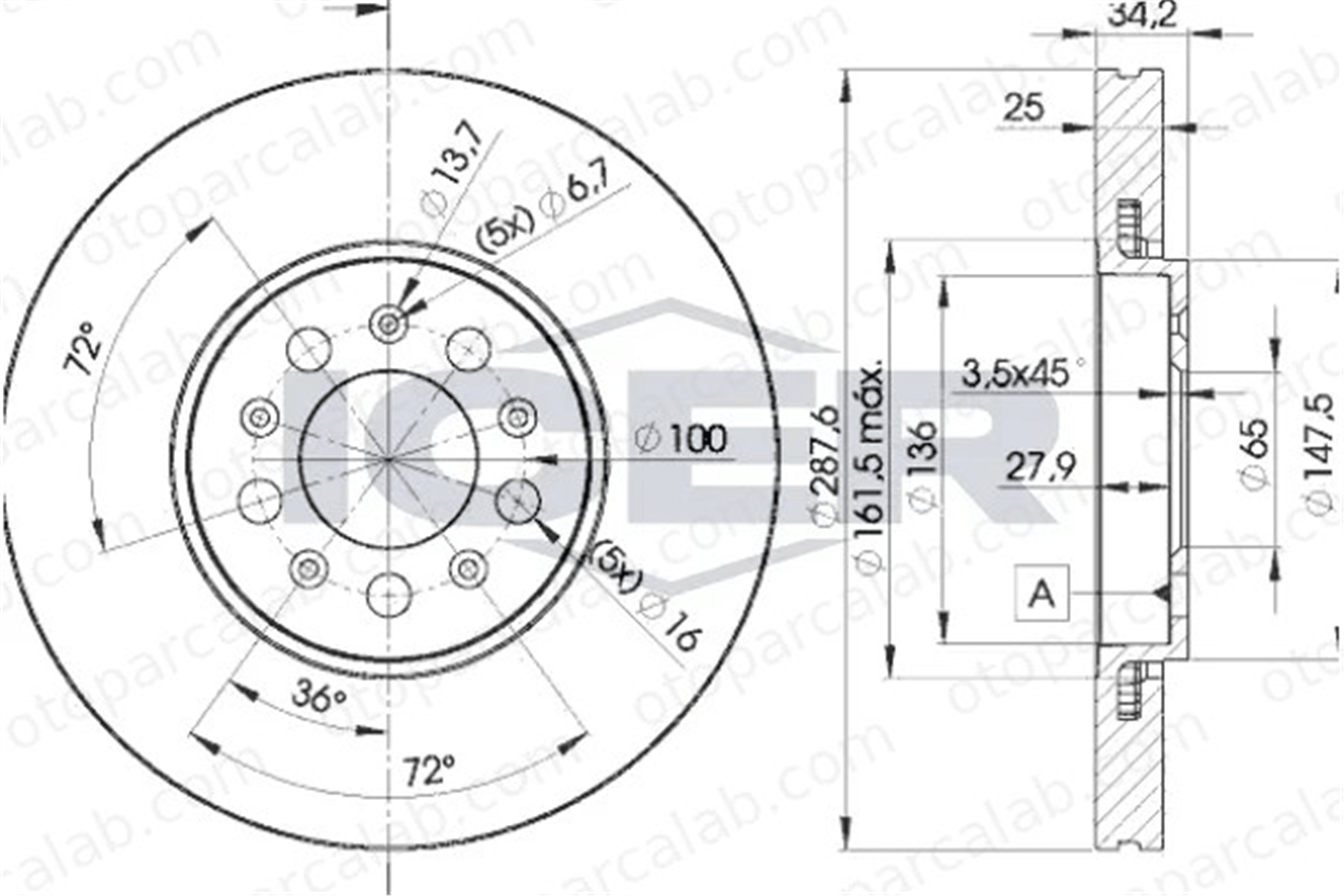 KALE BALATA TFD00212 Fren Disk Ayna Arka Sağ ve Sol SEAT IBIZA IV SC TOLEDO IV 1J0615301 8N0615301B