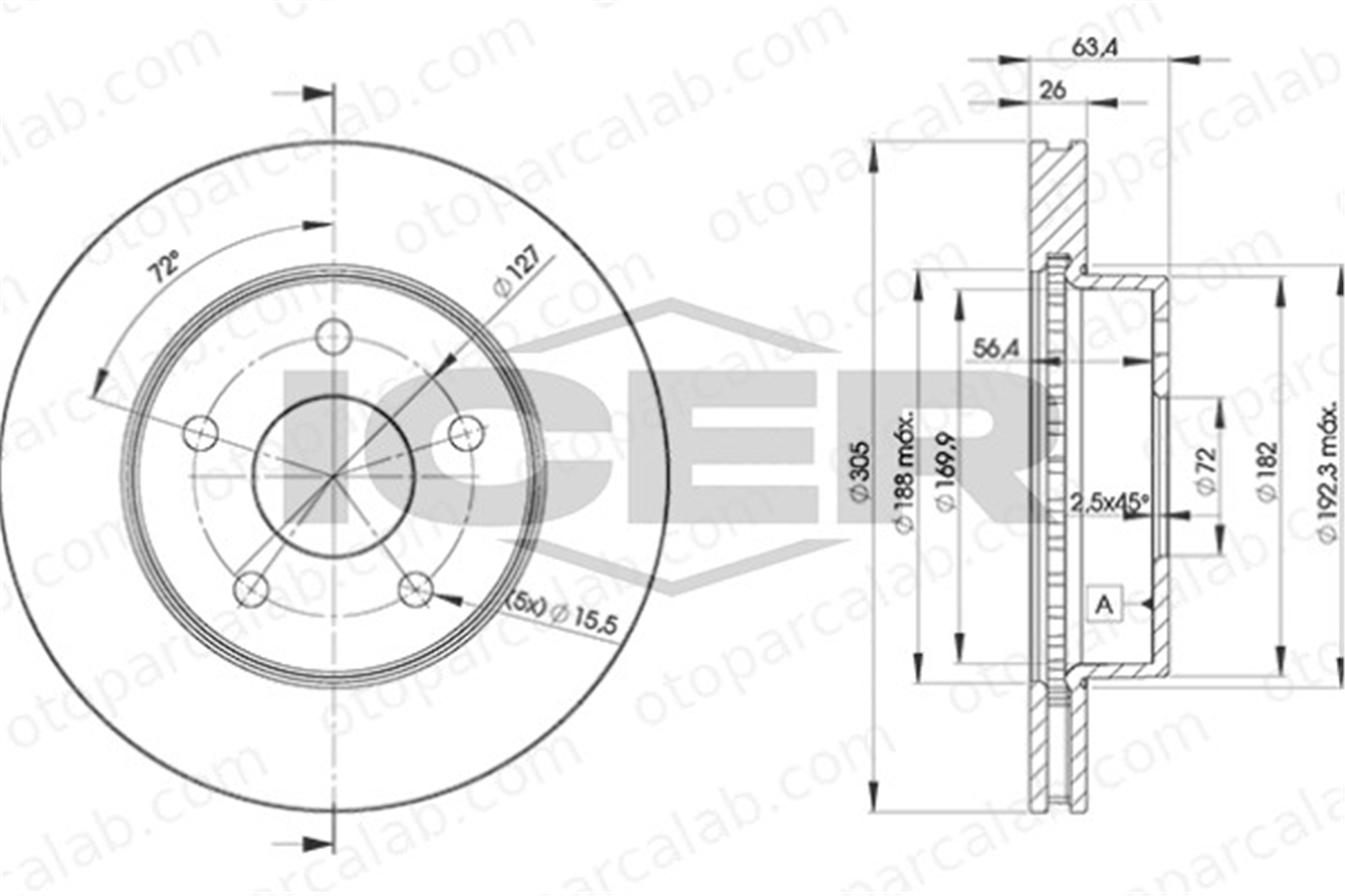 KALE BALATA TFD00262 Fren Disk Ayna Ön Sağ ve Sol JEEP GRAND CHEROKEE II GRAND CHEROKEE I 52098672 052098672