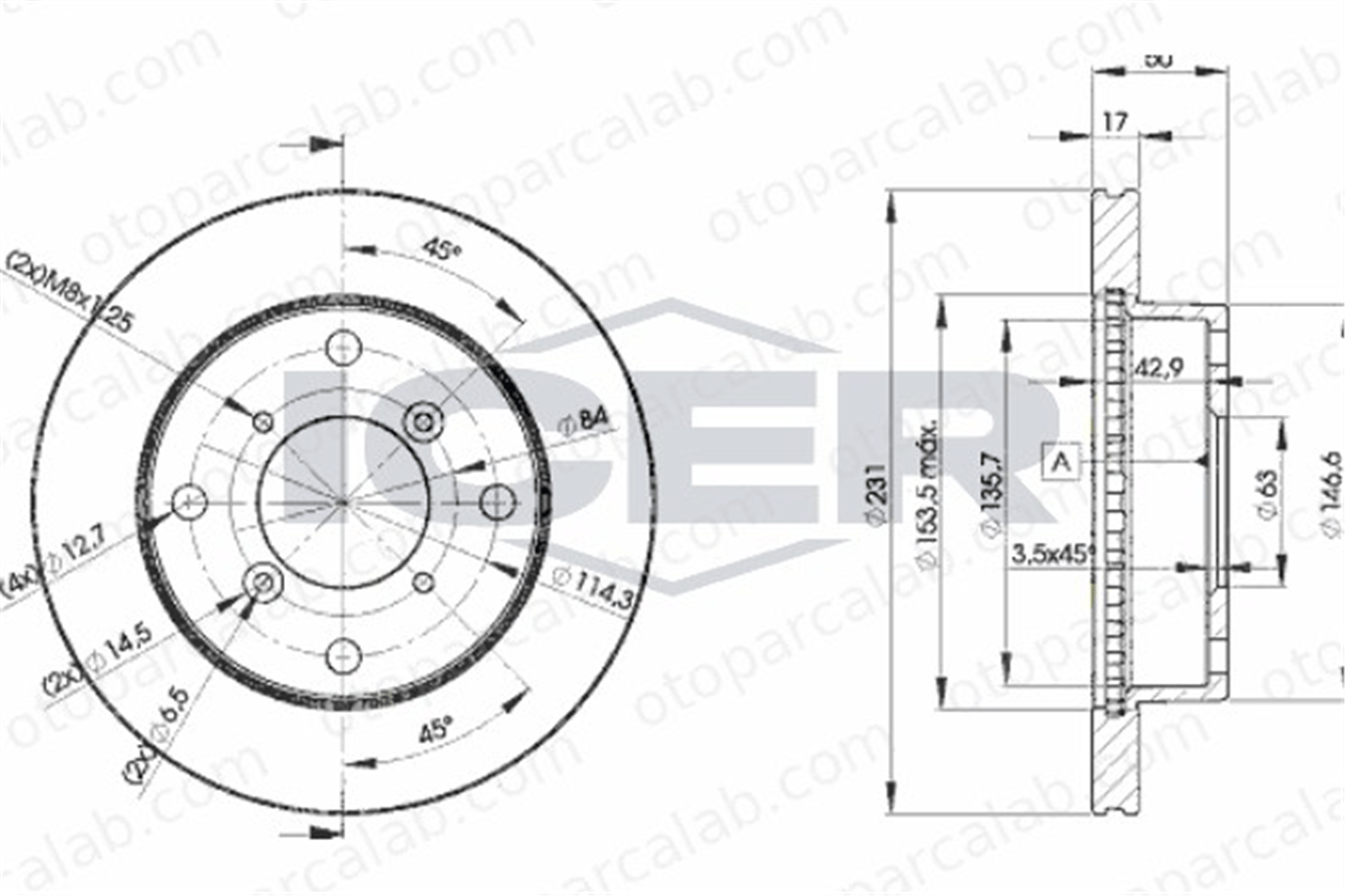 KALE BALATA TFD00288 Fren Disk Ayna Ön Sağ ve Sol SUZUKI SWIFT II Hatchback SUBARU JUSTY II 5531160B20 96067908
