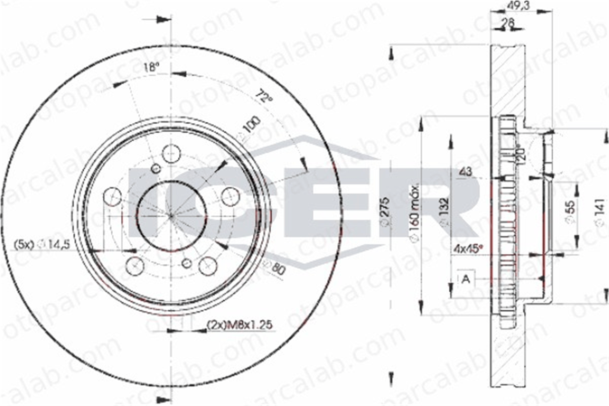 KALE BALATA TFD00290 Fren Disk Ayna Ön Sağ ve Sol TOYOTA AVENSIS AVENSIS Liftback 4351220590 4351220600