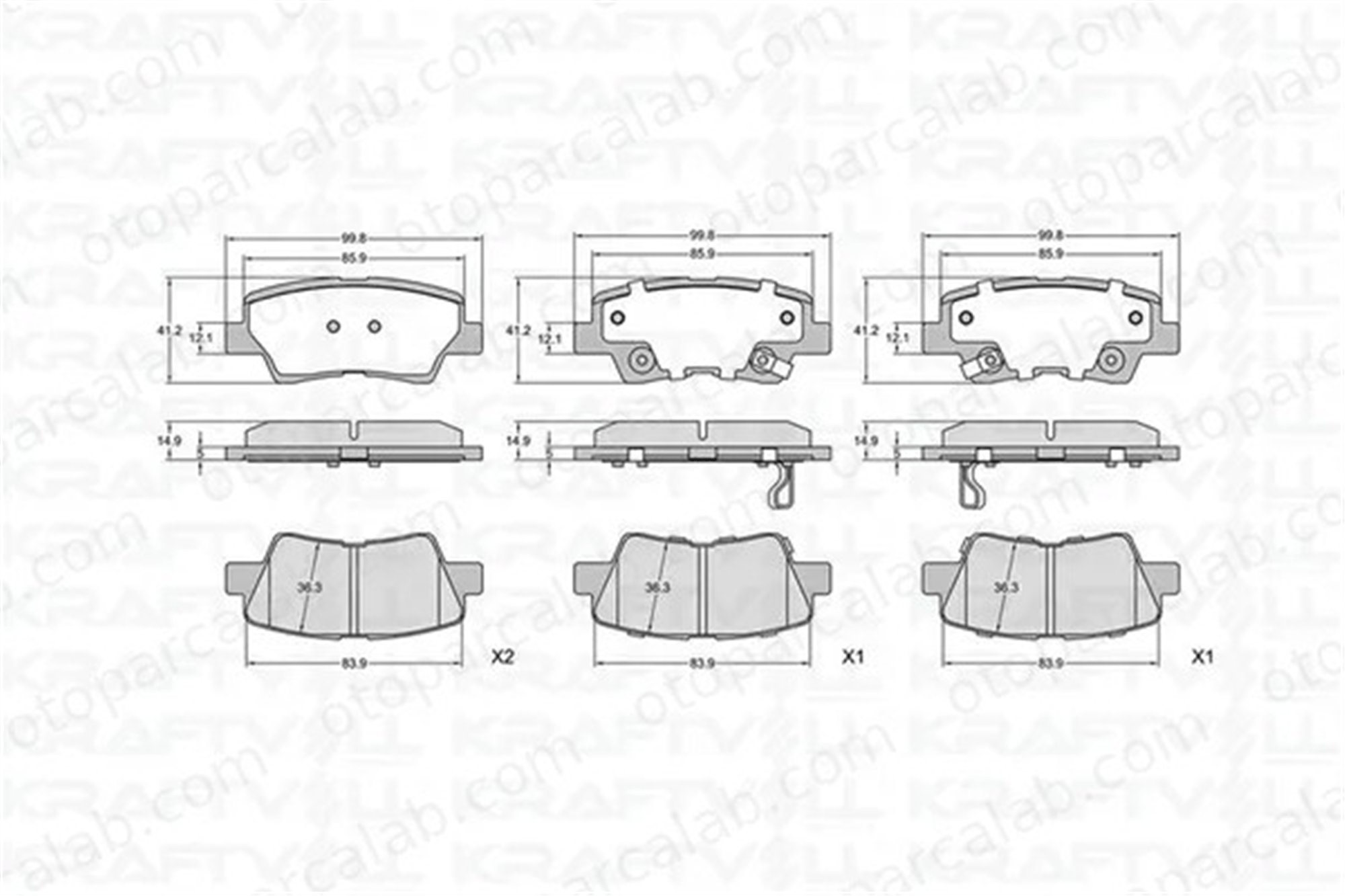 KRAFTVOLL 07010089 Fren Disk Balata Arka KIA CEE'D TOYOTA AURIS Station wagon 583022KA10 583023ZA10