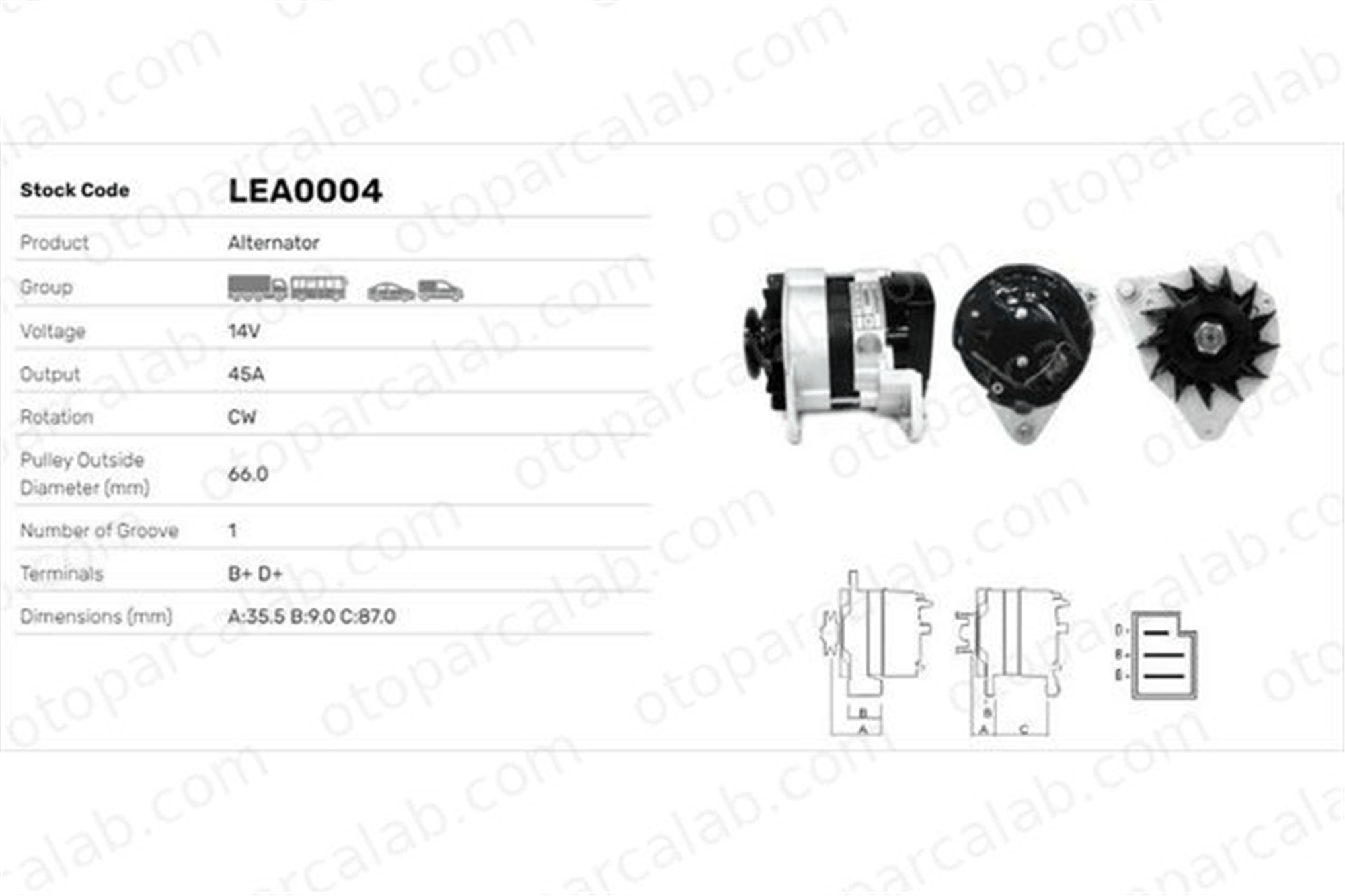 LUCAS ELEKTRIK LEA0004 Alternatör FORD GRANADA II GRANADA Turnier 5007060 5007077