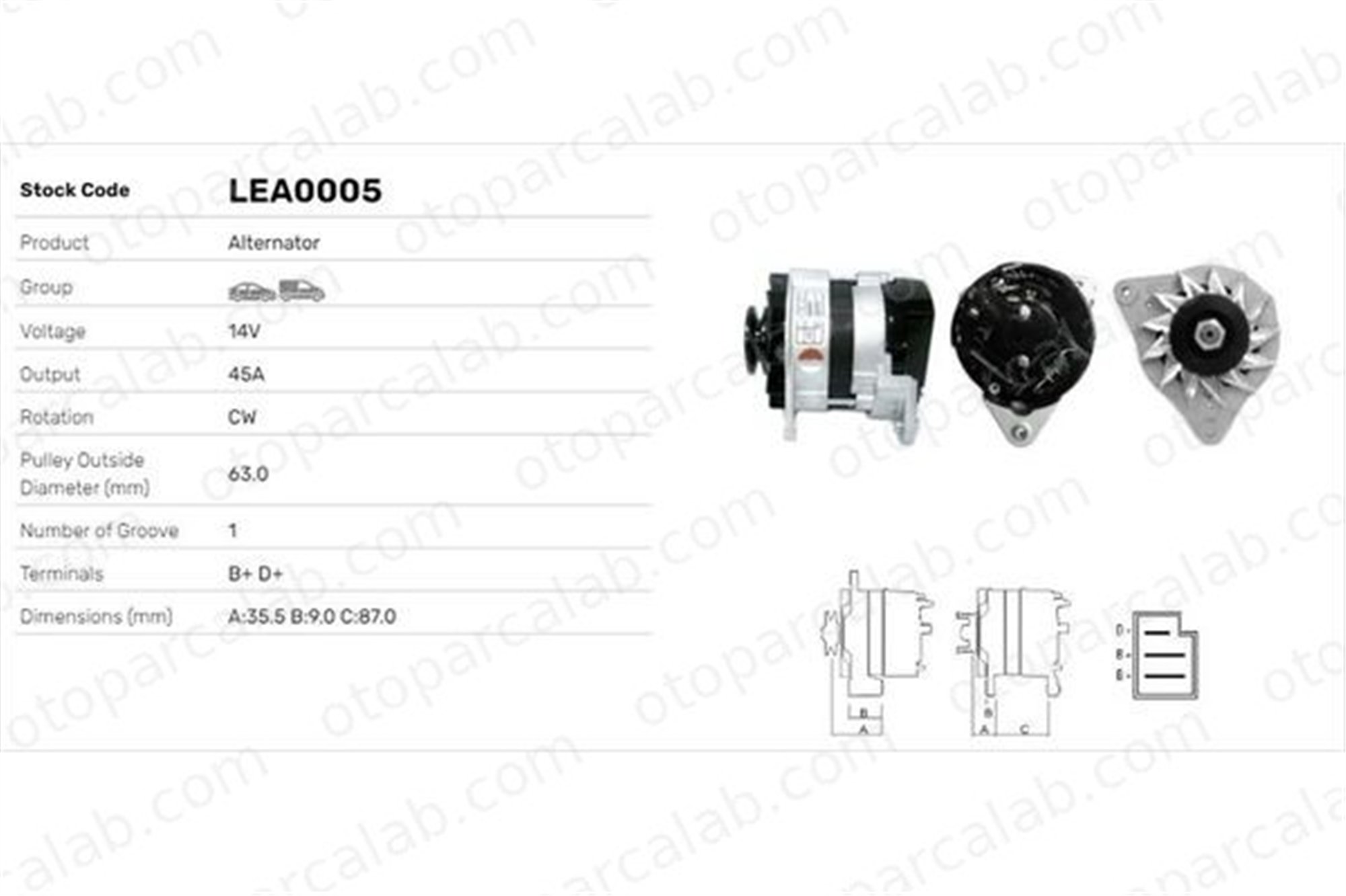 LUCAS ELEKTRIK LEA0005 Alternatör FORD ESCORT II CAPRI I LEA0005 PBNA0103