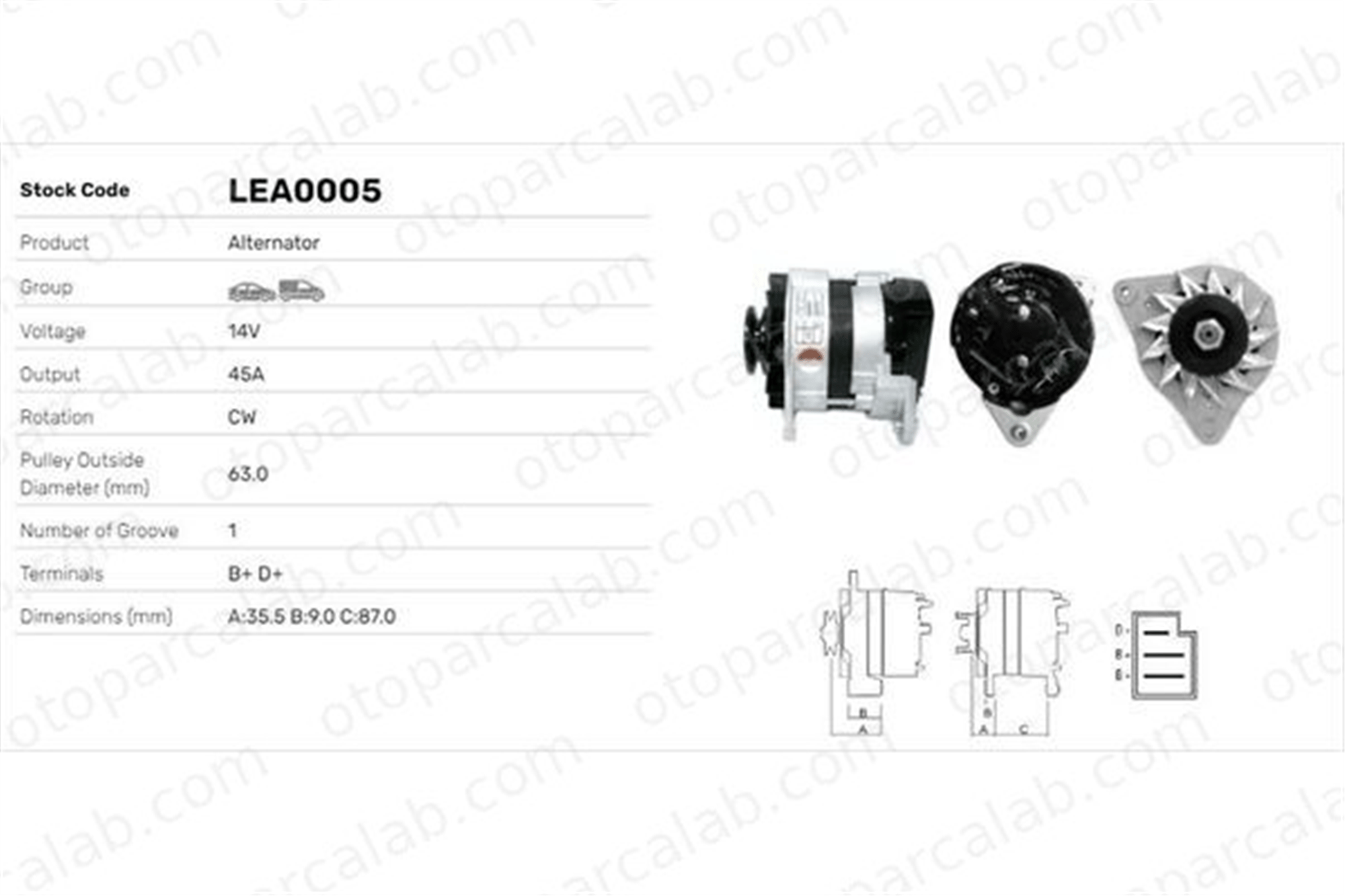 LUCAS ELEKTRIK LEA0005 Alternatör FORD ESCORT II CAPRI I PBNA0103 1485513