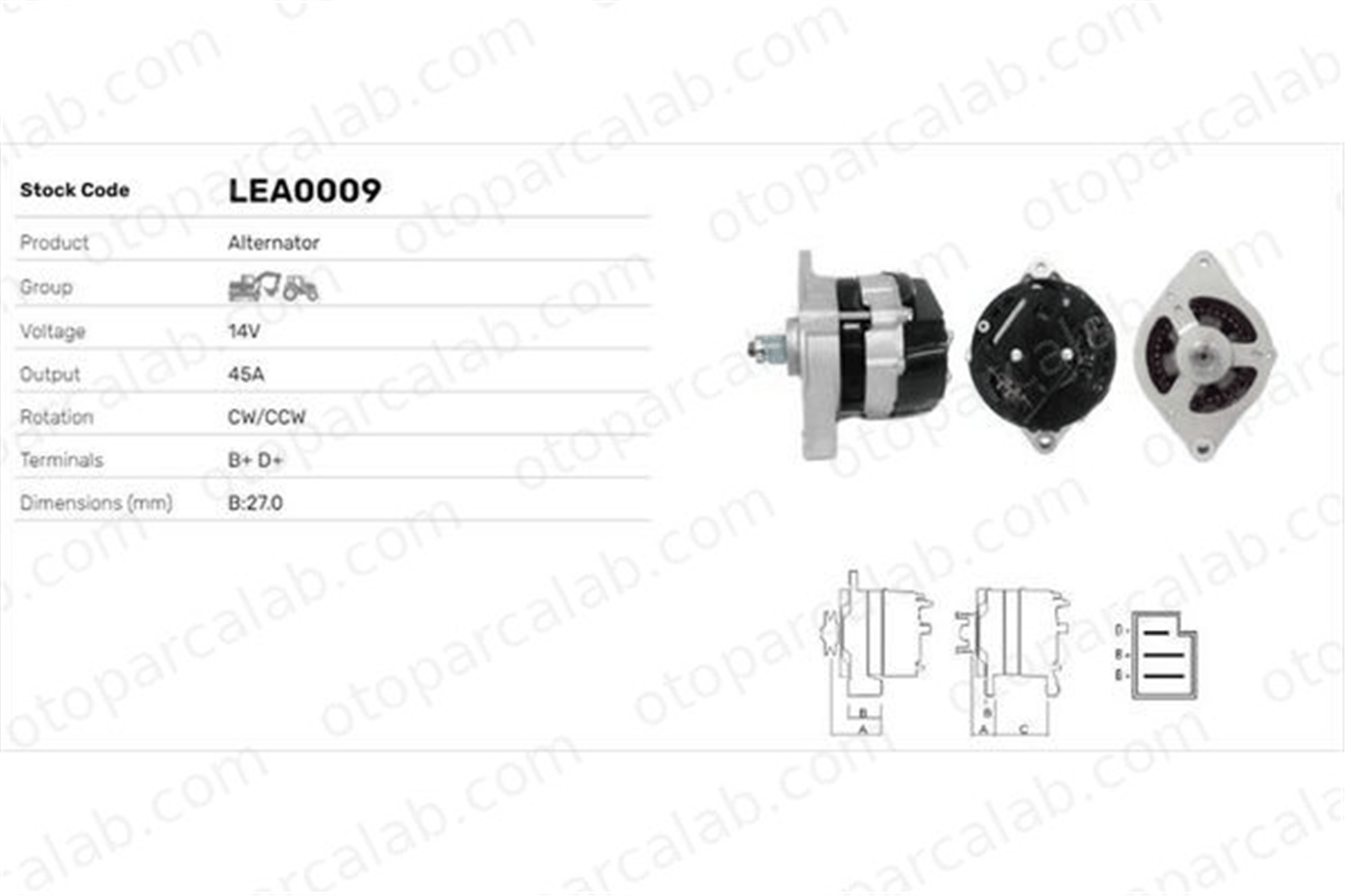 LUCAS ELEKTRIK LEA0009 Alternatör JAGUAR S-TYPE II XJ LEA0009 1676689M91