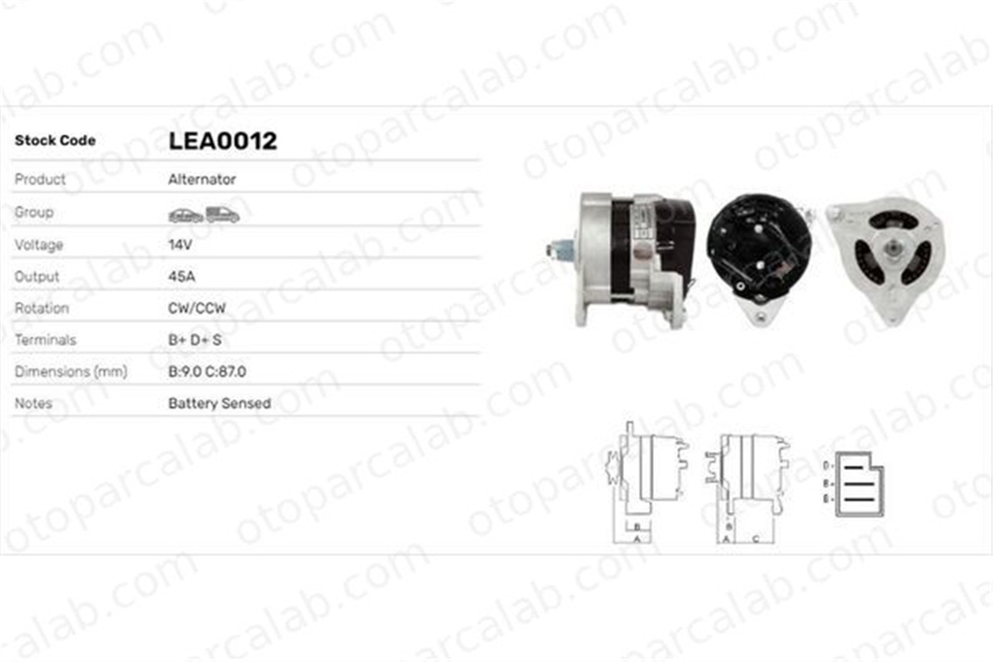 LUCAS ELEKTRIK LEA0012 Alternatör FORD GRANADA Turnier GRANADA II LEA0012