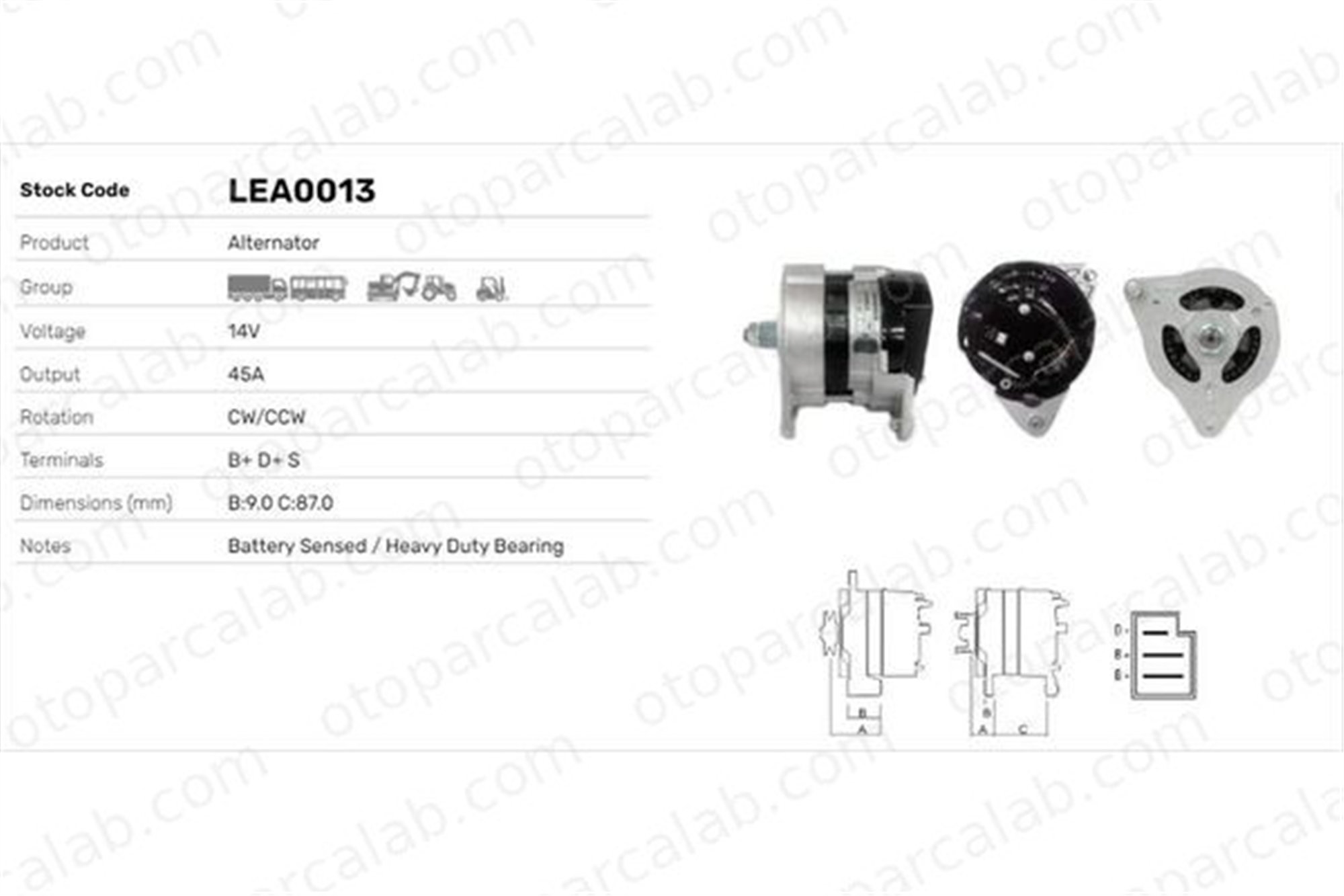 LUCAS ELEKTRIK LEA0013 Alternatör FORD ESCORT V ESCORT V Sedan LEA0013 E3NN10B376AA