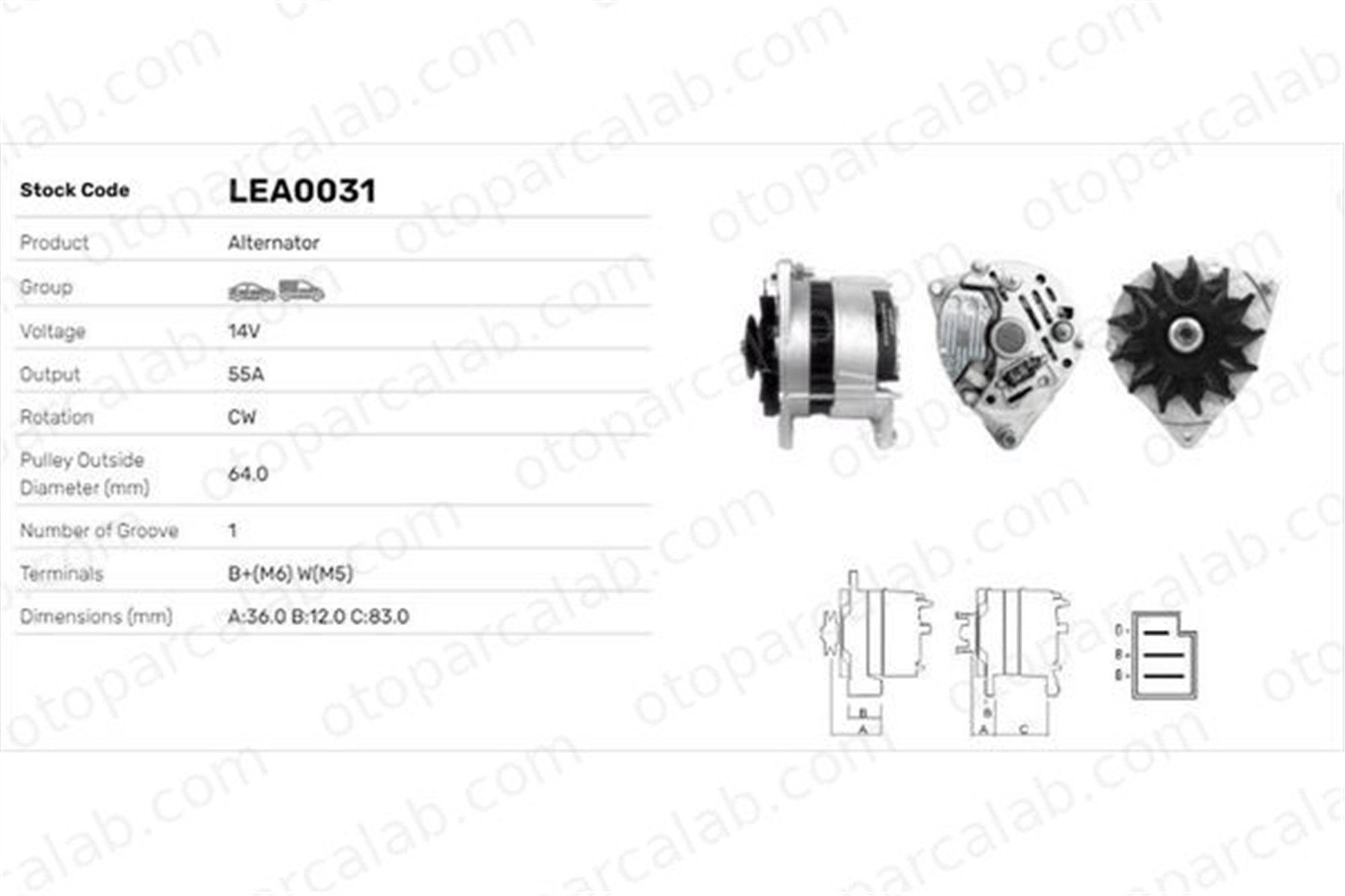 LUCAS ELEKTRIK LEA0031 Alternatör FORD SIERRA II Hatchback SIERRA II LEA0031 92294C1