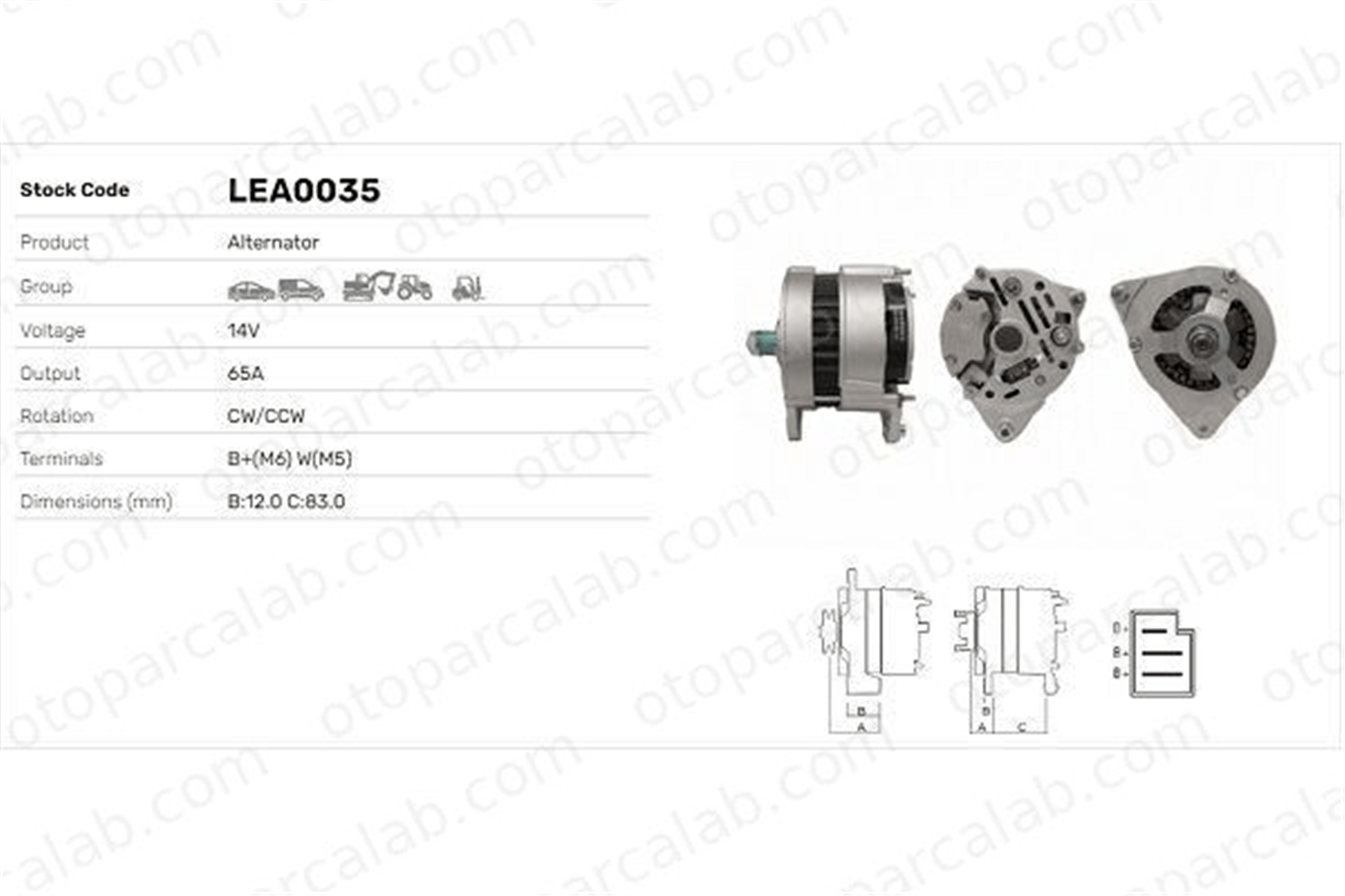 LUCAS ELEKTRIK LEA0035 Alternatör FORD TAUNUS CAPRI I LEA0035 92281C1