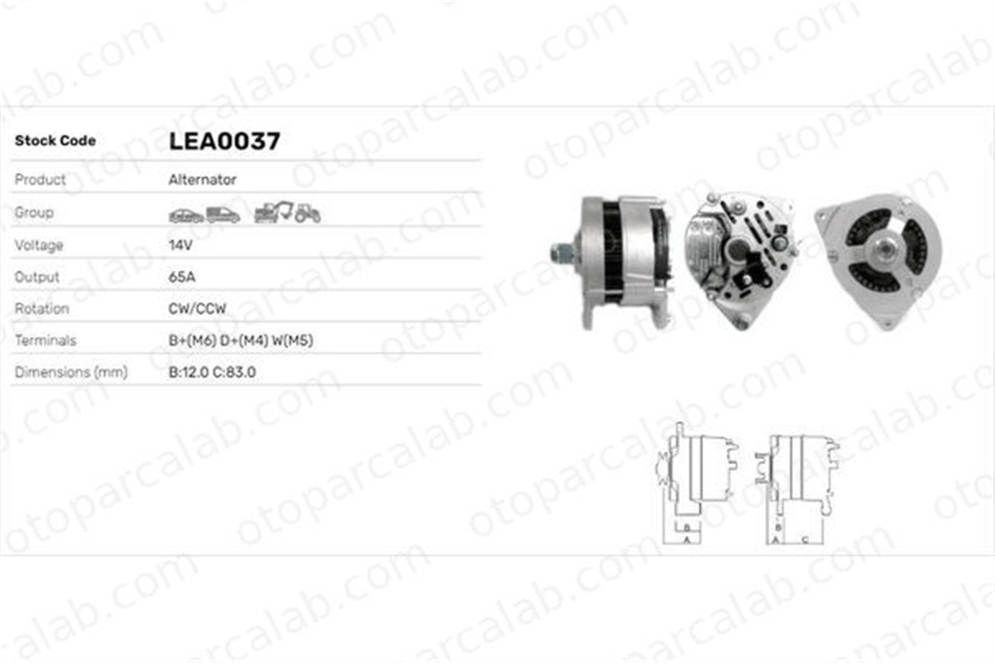 LUCAS ELEKTRIK LEA0037 Alternatör FORD ESCORT III ESCORT IV LEA0037 86AB10300NB