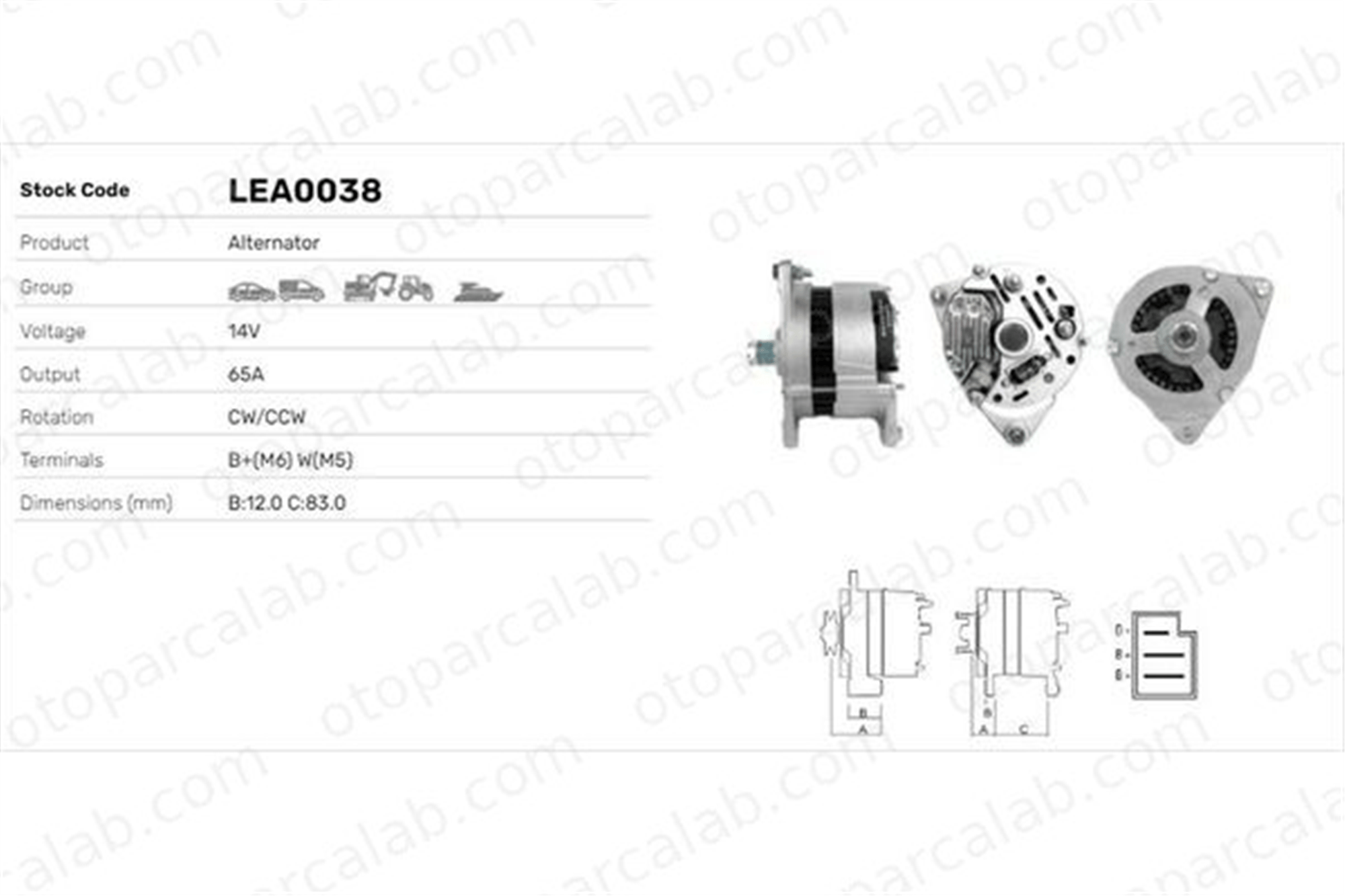 LUCAS ELEKTRIK LEA0038 Alternatör ROVER 100 / METRO Hatchback 200 II Hatchback LEA0038 229301A1