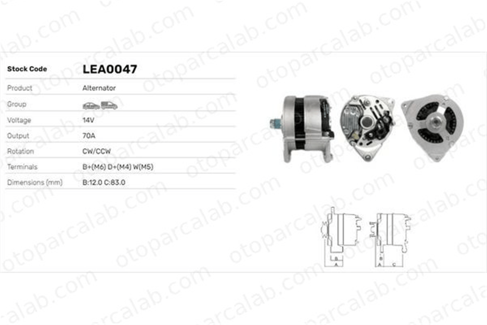LUCAS ELEKTRIK LEA0047 Alternatör FORD ESCORT IV ORION II LEA0047 1005351
