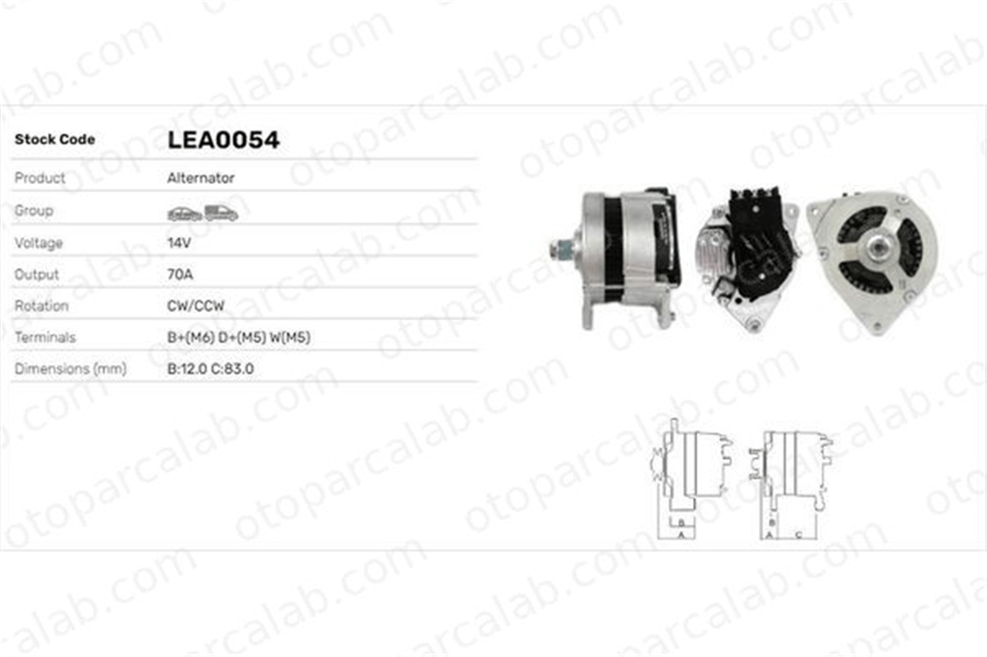 LUCAS ELEKTRIK LEA0054 Alternatör FORD SIERRA II Hatchback SIERRA II LEA0054 5023518