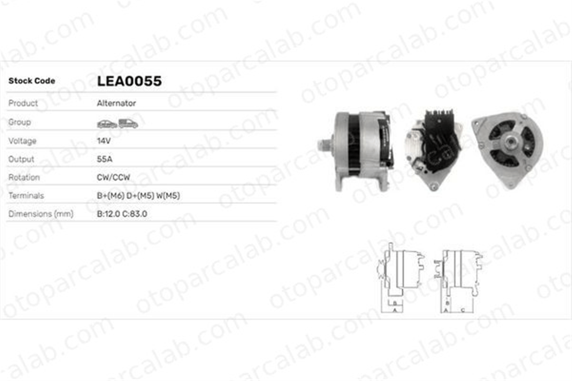 LUCAS ELEKTRIK LEA0055 Alternatör FORD ESCORT IV FIESTA II LEA0055 1005308