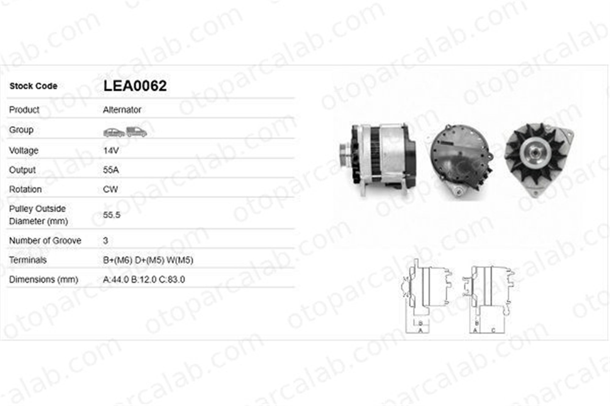 LUCAS ELEKTRIK LEA0062 Alternatör FORD SIERRA II SIERRA II Turnier LEA0062 5022269