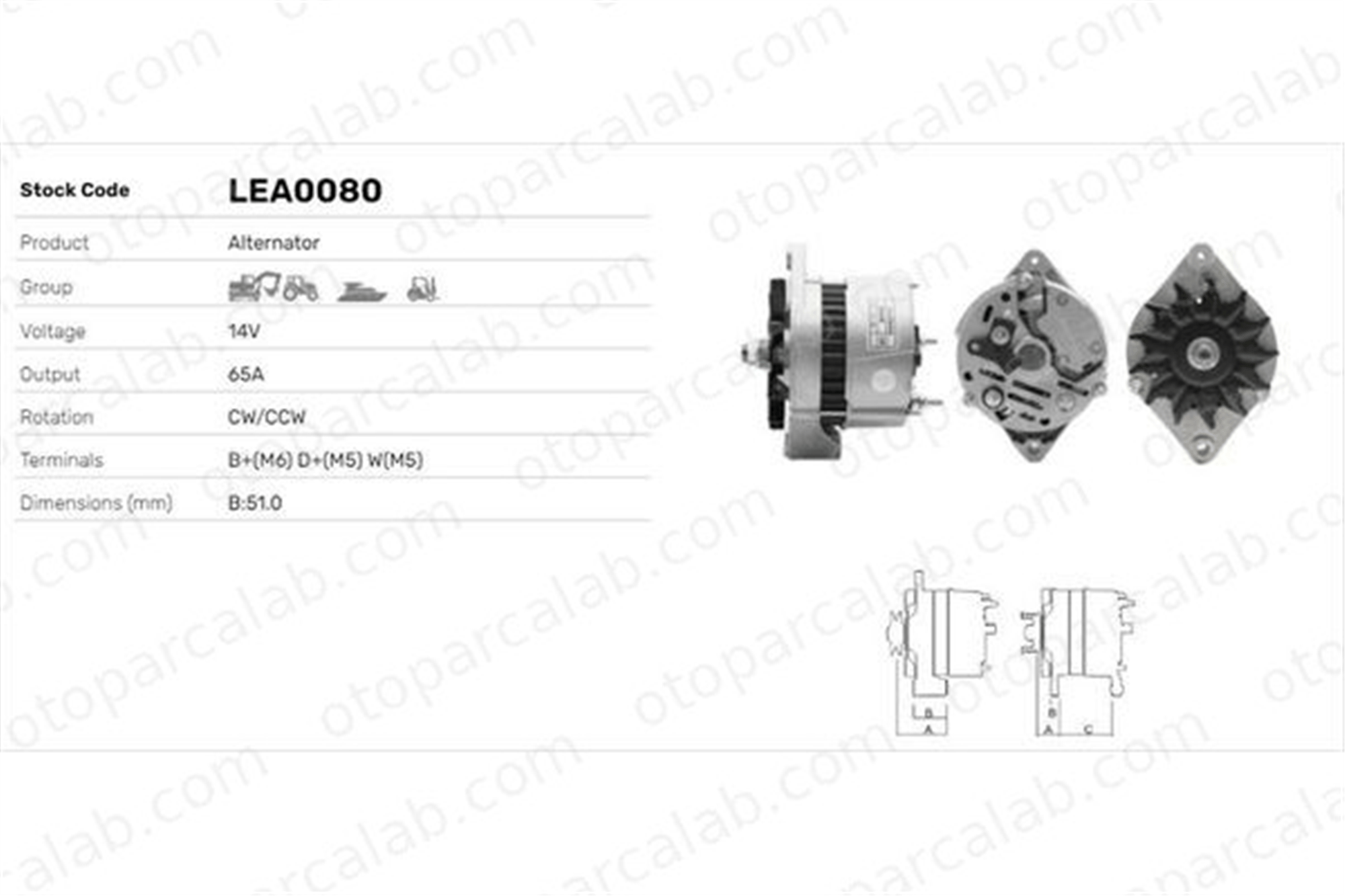 LUCAS ELEKTRIK LEA0080 Alternatör JOHN DEERE Series 6 INTERNATIONAL HARV. CM-Series LEA0080 C000900010150
