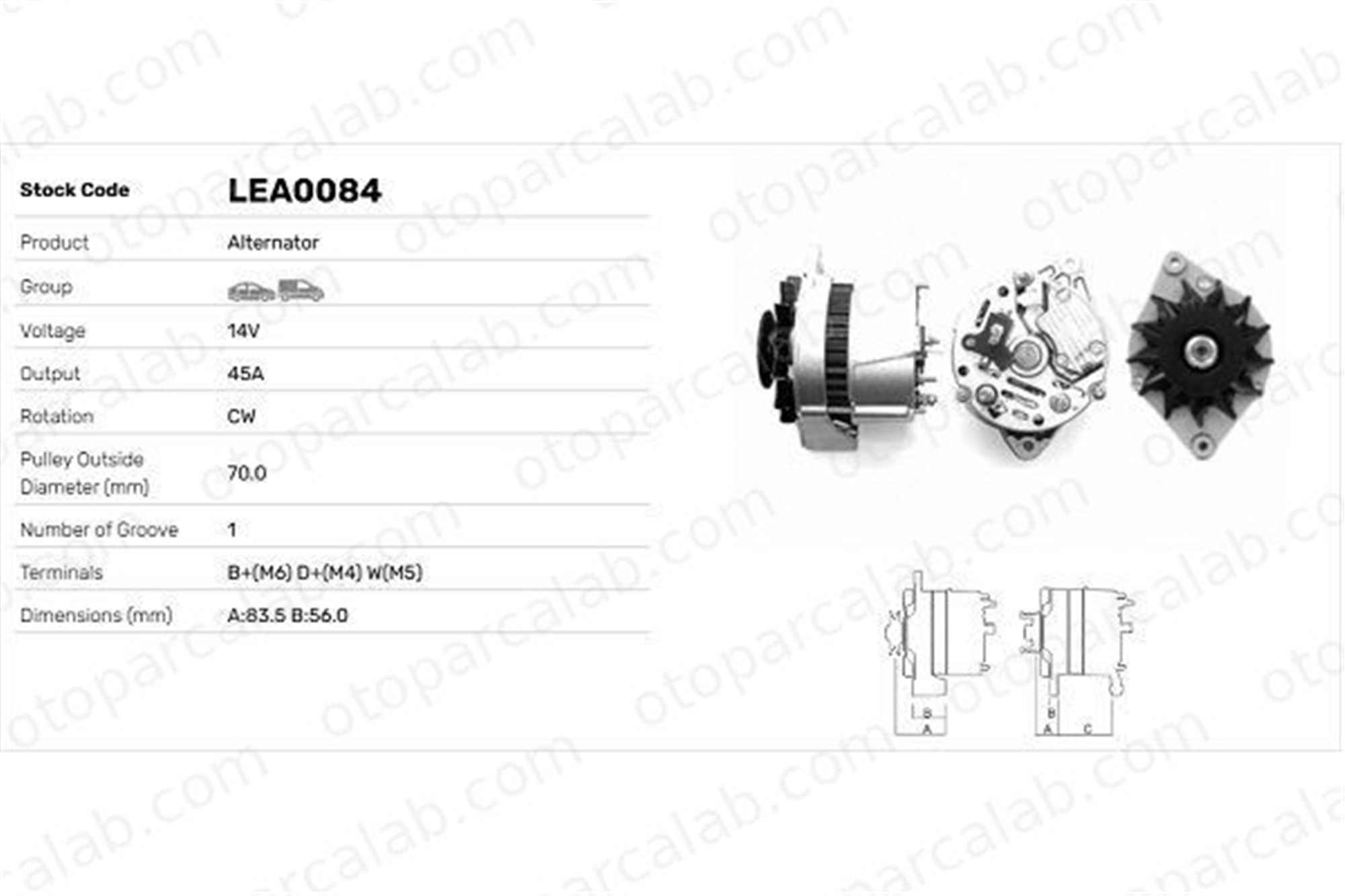 LUCAS ELEKTRIK LEA0084 Alternatör OPEL KADETT E Hatchback ASCONA C LEA0084 1204002