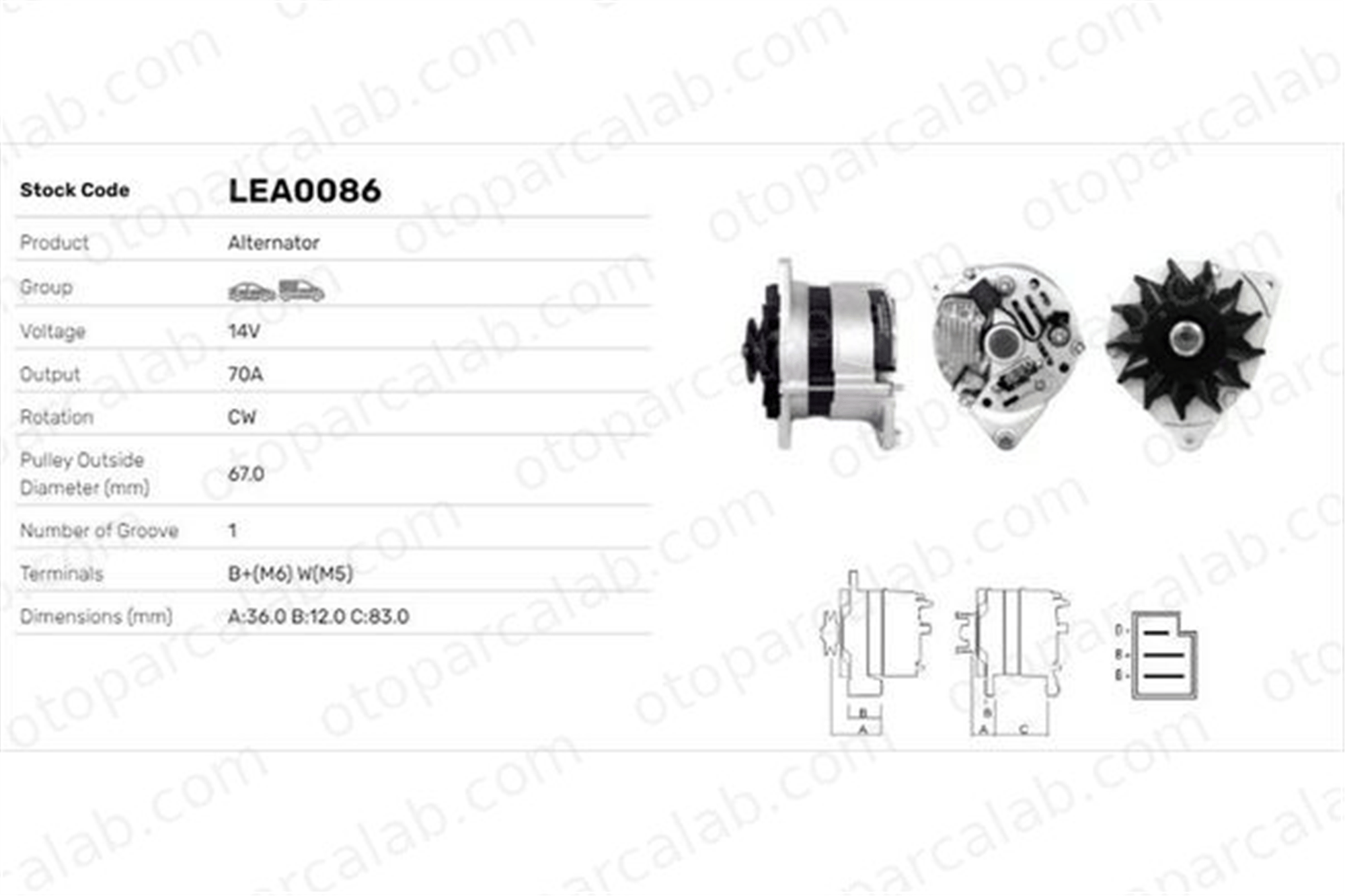 LUCAS ELEKTRIK LEA0086 Alternatör FORD FIESTA II TRANSIT Minibüs/Otobüs LEA0086 87VB10300AA