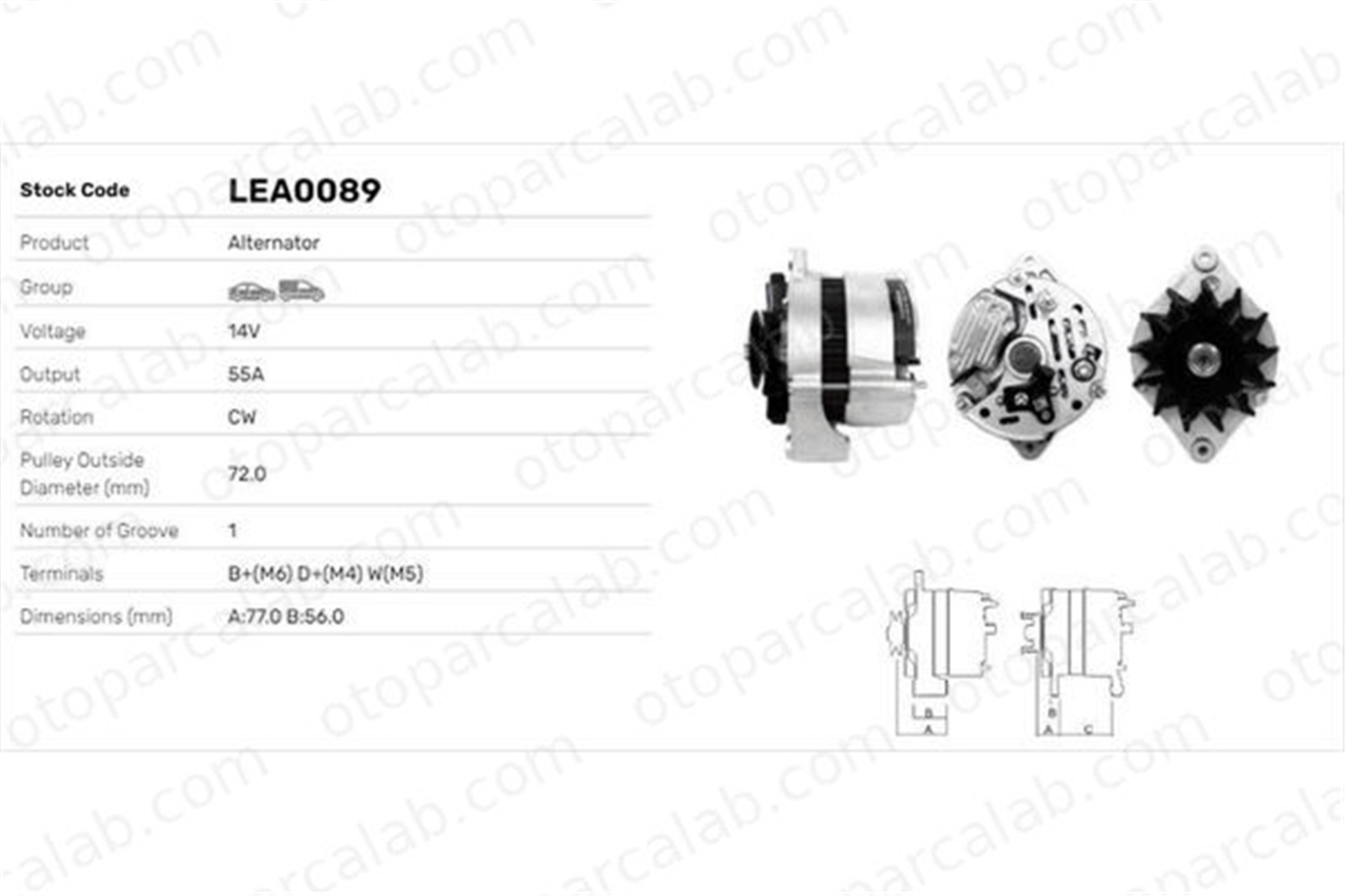 LUCAS ELEKTRIK LEA0089 Alternatör OPEL CORSA A Hatchback KADETT E Hatchback LEA0089 1204007