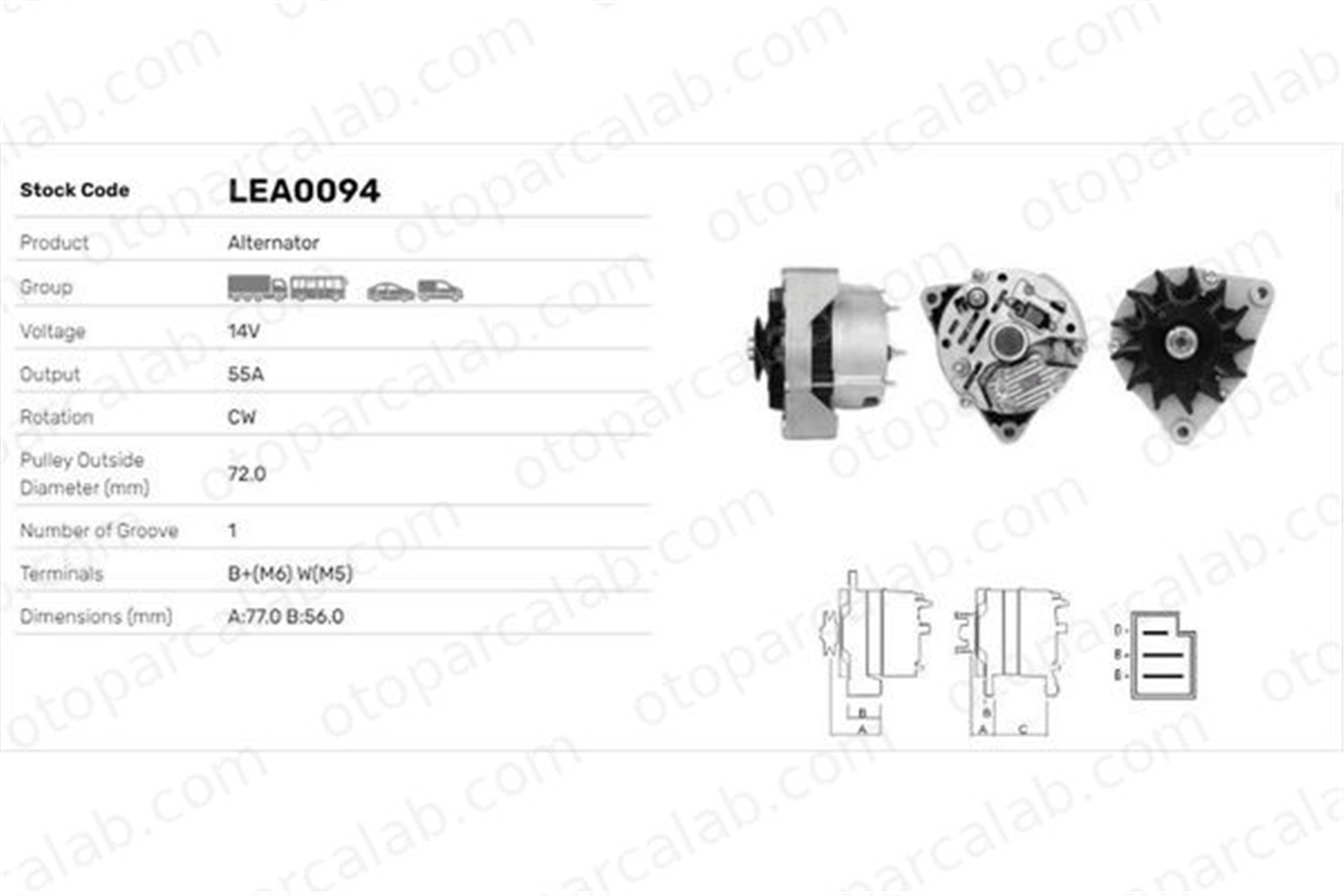 LUCAS ELEKTRIK LEA0094 Alternatör MERCEDES-BENZ 123 Sedan /8 LEA0094 21541202