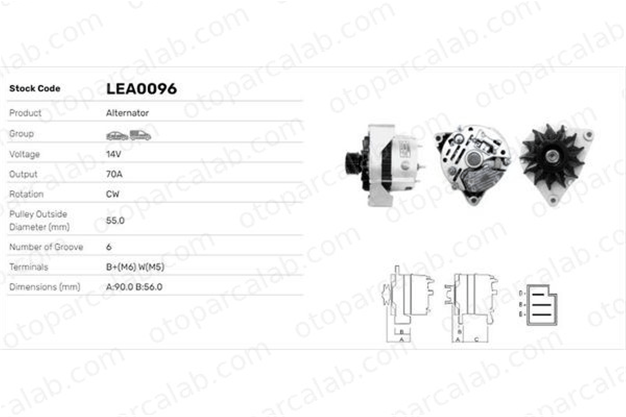 LUCAS ELEKTRIK LEA0096 Alternatör MERCEDES-BENZ 124 Sedan 190 LEA0096 61548702