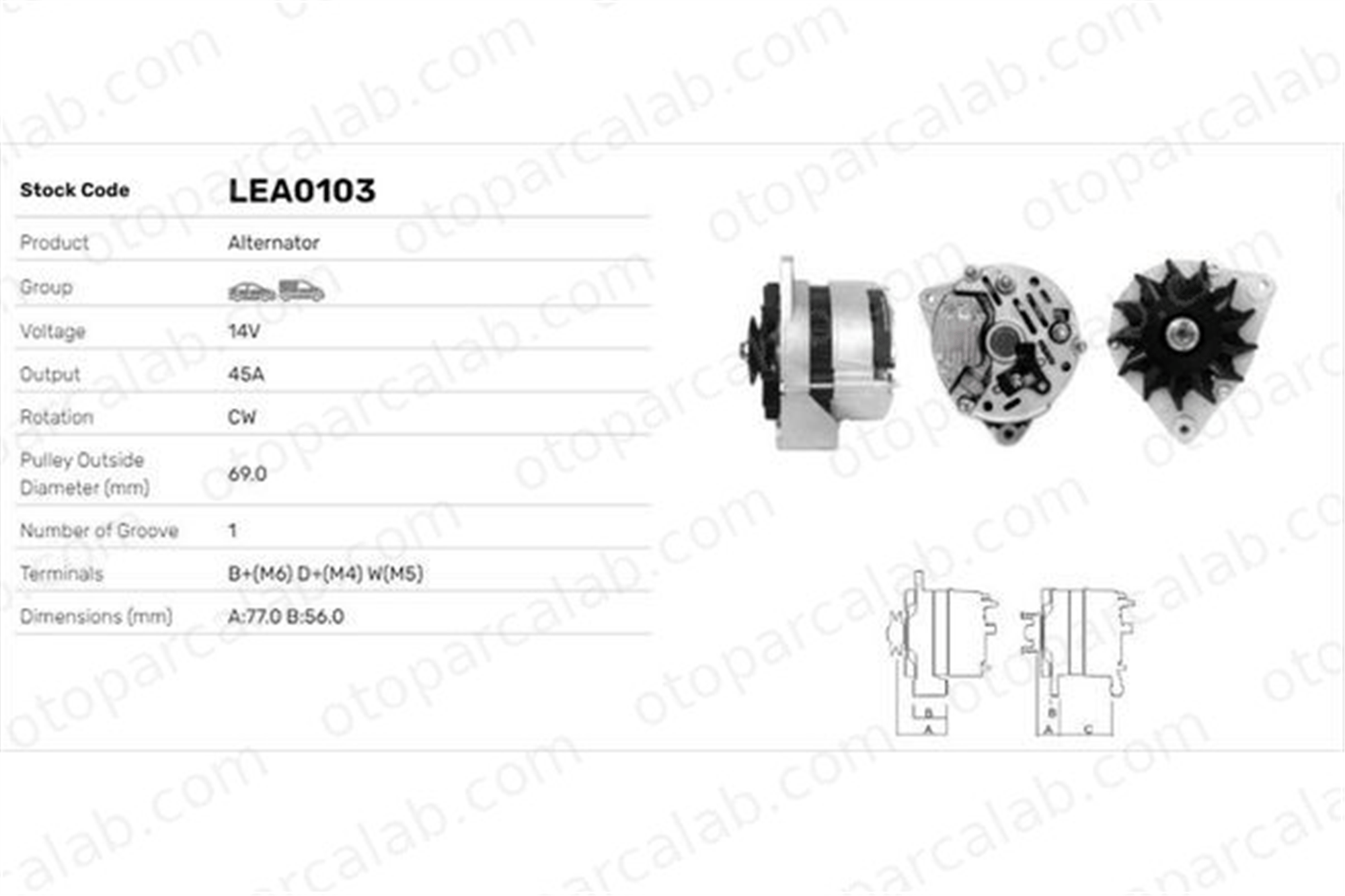 LUCAS ELEKTRIK LEA0103 Alternatör OPEL ASTRA F KADETT B LEA0103 1204112