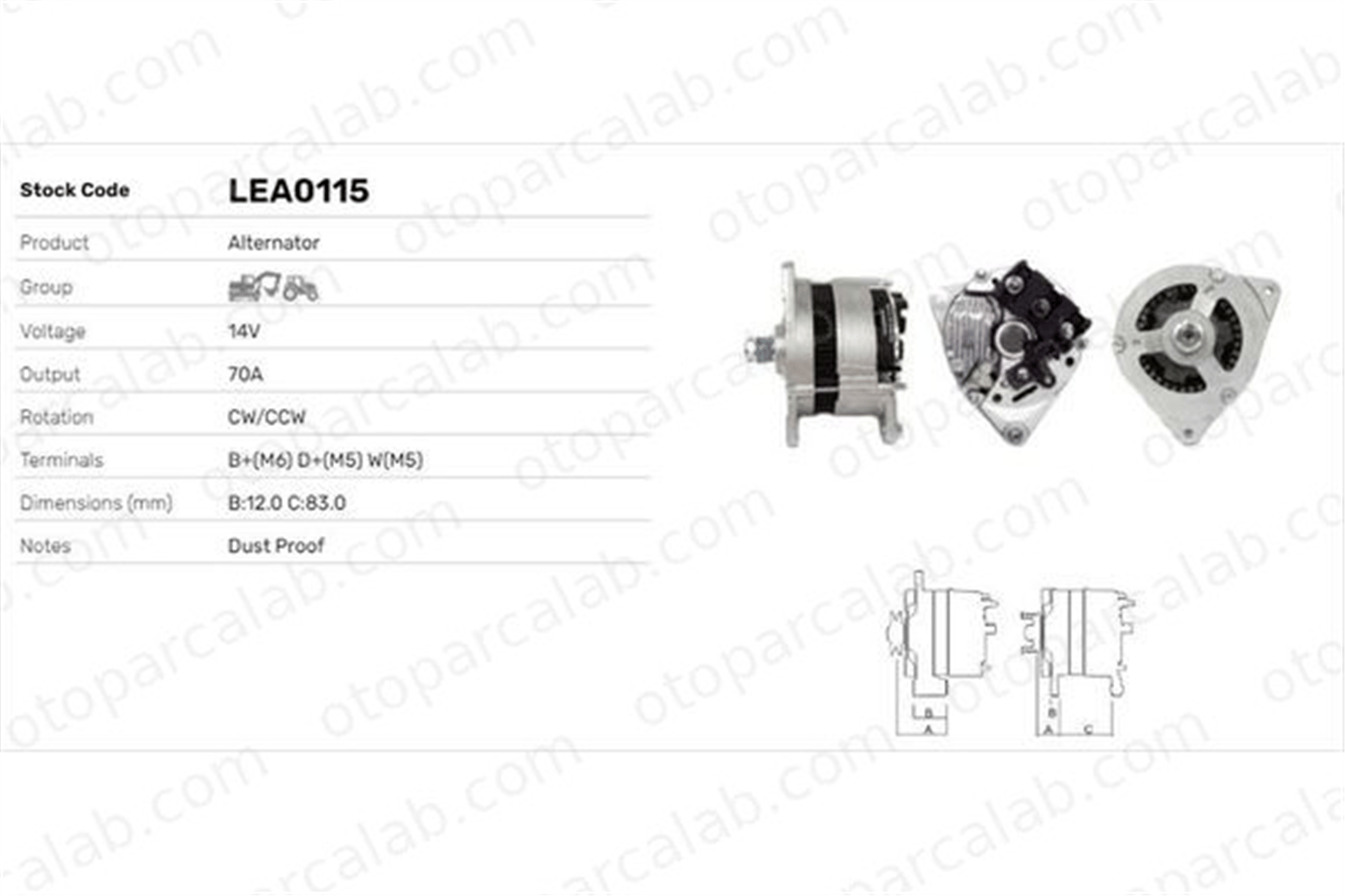 LUCAS ELEKTRIK LEA0115 Alternatör FORD FIESTA III FIESTA Kasa/büyük limuzin LEA0115 F2NN10B376BA