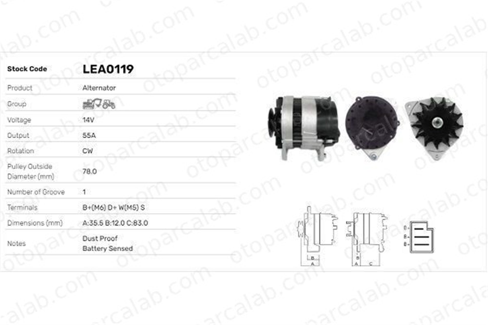 LUCAS ELEKTRIK LEA0119 Alternatör FORD FIESTA III FIESTA II LEA0119 86VB10300AA