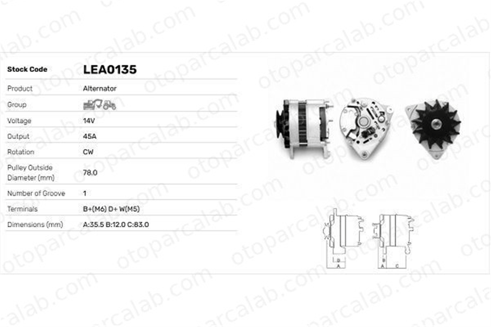 LUCAS ELEKTRIK LEA0135 Alternatör FORD CAPRI I ESCORT III LEA0135 3698017M91