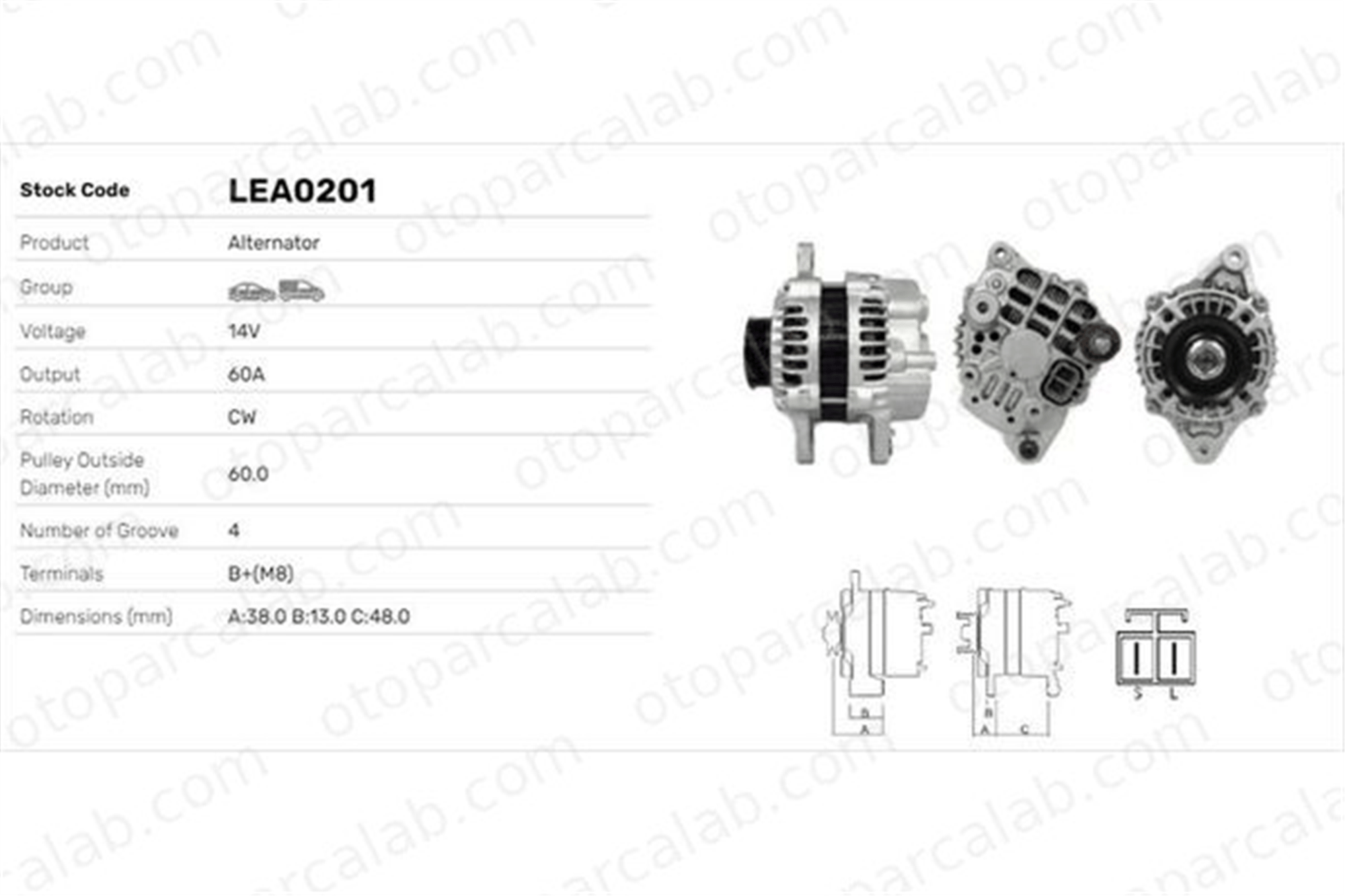 LUCAS ELEKTRIK LEA0201 Alternatör HYUNDAI ATOS LEA0201 3730002503