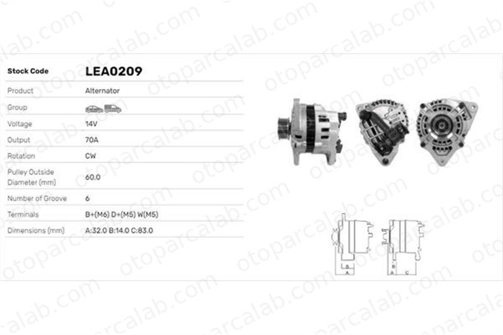 LUCAS ELEKTRIK LEA0209 Alternatör FORD MONDEO I Turnier MONDEO I LEA0209 5023535