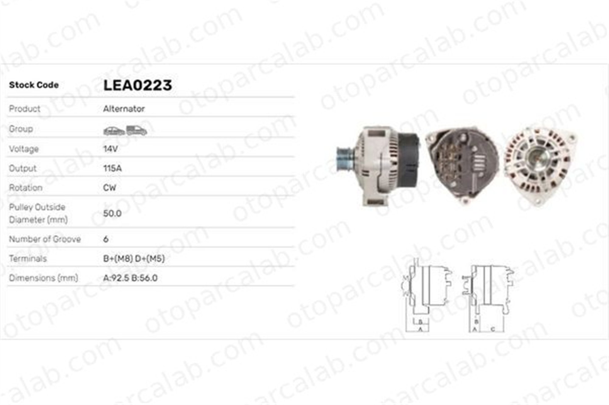 LUCAS ELEKTRIK LEA0223 Alternatör MERCEDES-BENZ E-SERISI E-SERISI T-Model LEA0223 81548202