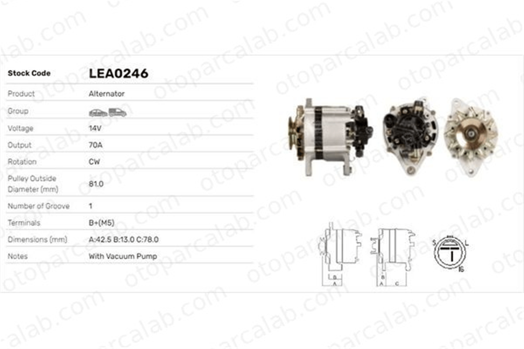LUCAS ELEKTRIK LEA0246 Alternatör ISUZU MIDI Panelvan/Van MIDI Minibüs/Otobüs LEA0246 LR170411