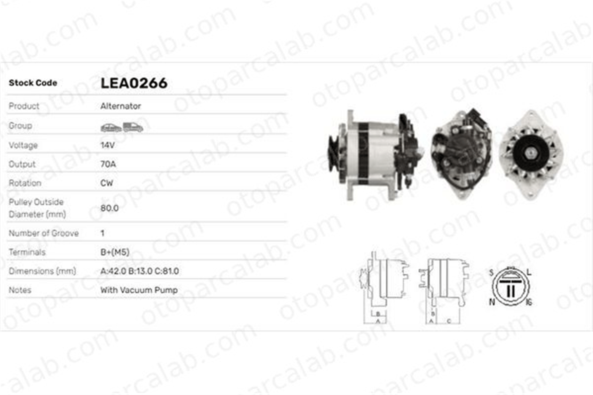 LUCAS ELEKTRIK LEA0266 Alternatör OPEL ASTRA F ASTRA F Kombi van LEA0266 LR170420