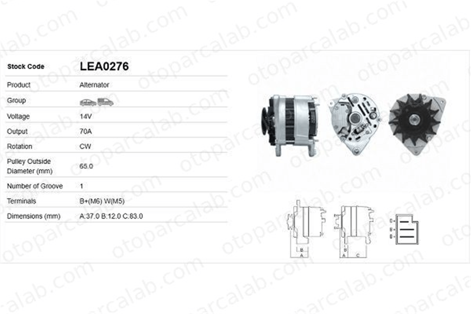 LUCAS ELEKTRIK LEA0276 Alternatör FORD SIERRA II Hatchback TAUNUS LEA0276 1005348
