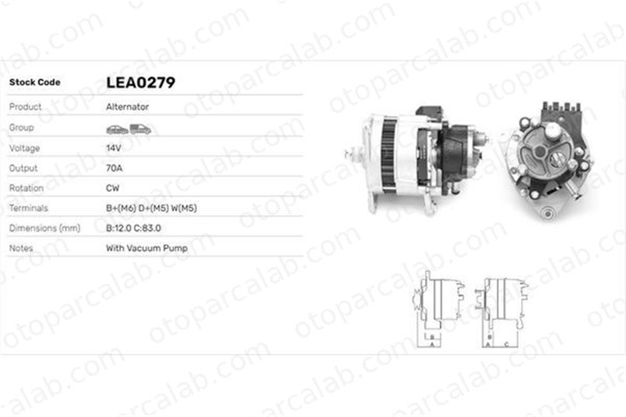 LUCAS ELEKTRIK LEA0279 Alternatör FORD TRANSIT Minibüs/Otobüs TRANSIT Panelvan/Van LEA0279 924F10300AB