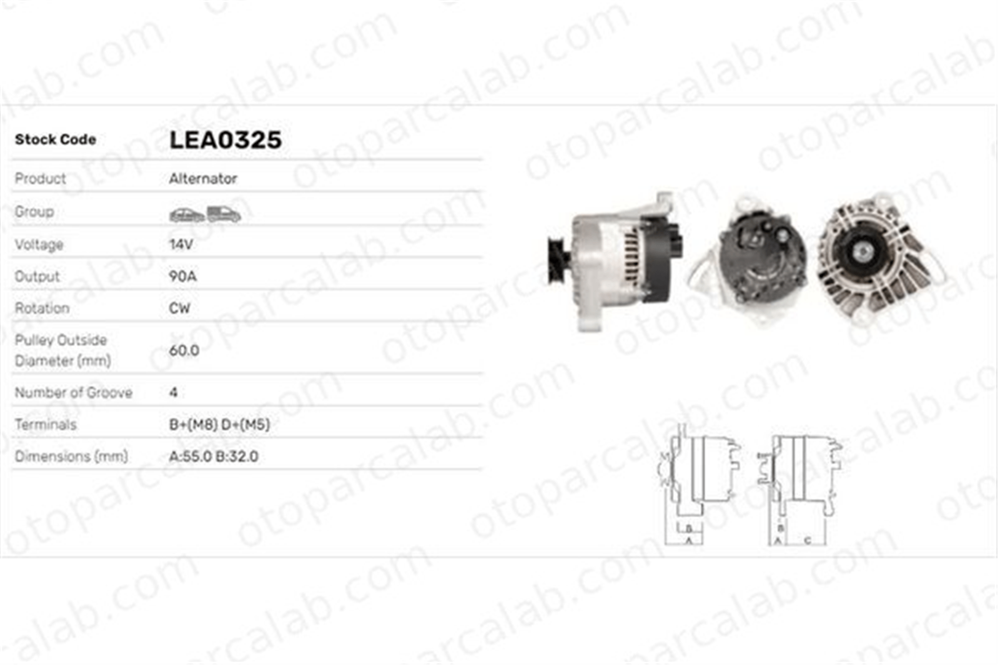 LUCAS ELEKTRIK LEA0325 Alternatör FIAT PUNTO PANDA LEA0325 43420960