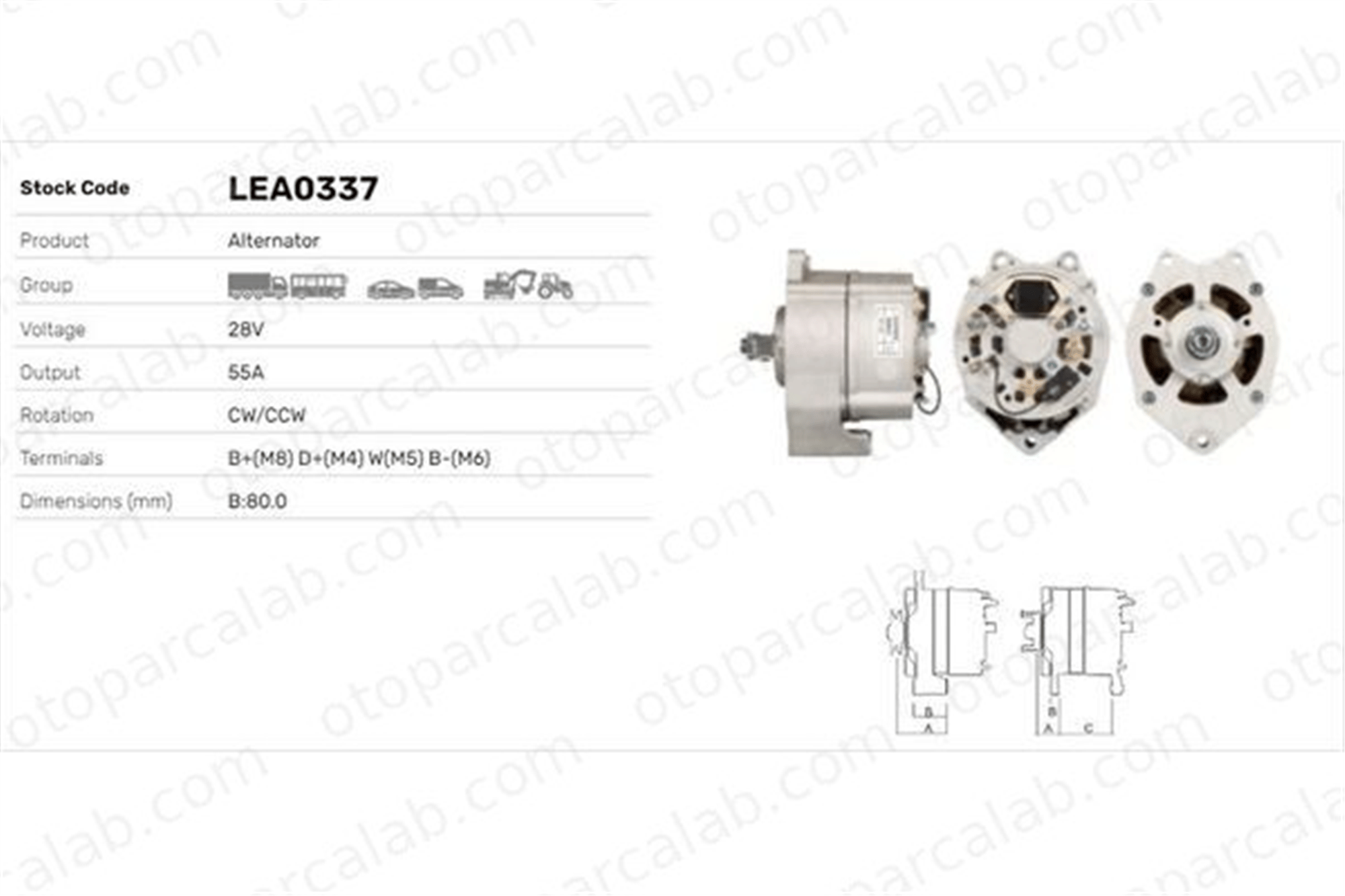 LUCAS ELEKTRIK LEA0337 Alternatör DAF XF II XD LEA0337 1368237