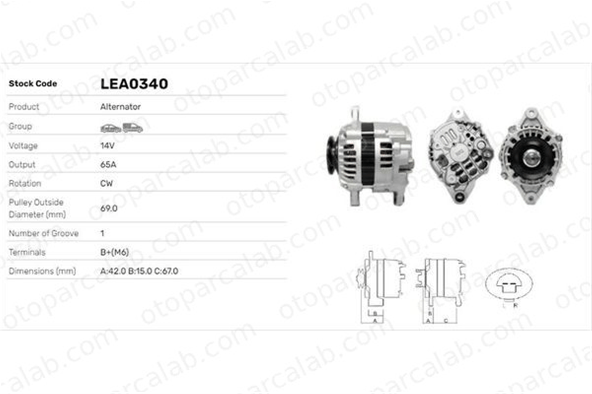 LUCAS ELEKTRIK LEA0340 Alternatör CHEVROLET MATIZ SPARK LEA0340 219251