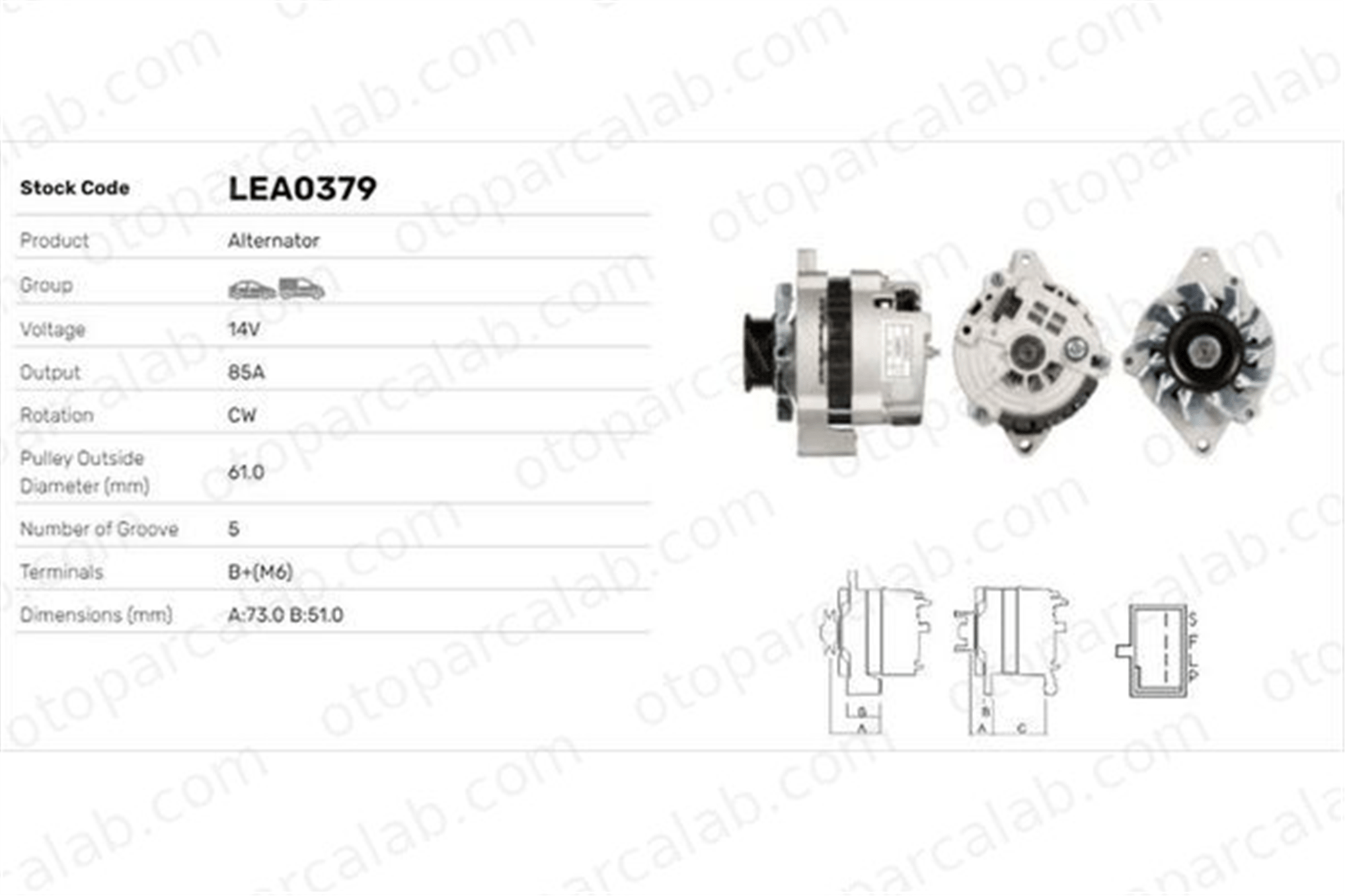 LUCAS ELEKTRIK LEA0379 Alternatör DAEWOO ESPERO LEA0379 219091