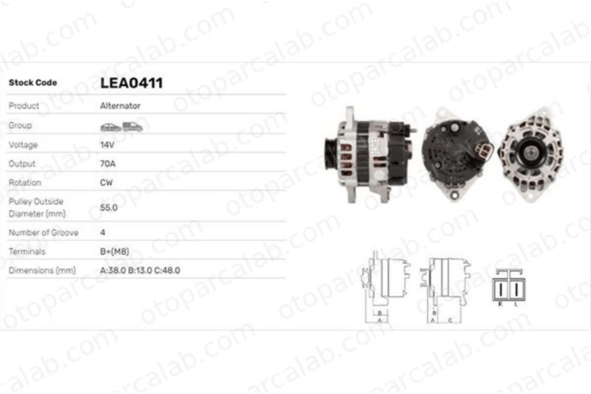 LUCAS ELEKTRIK LEA0411 Alternatör HYUNDAI GETZ i10 I LEA0411 3730002551
