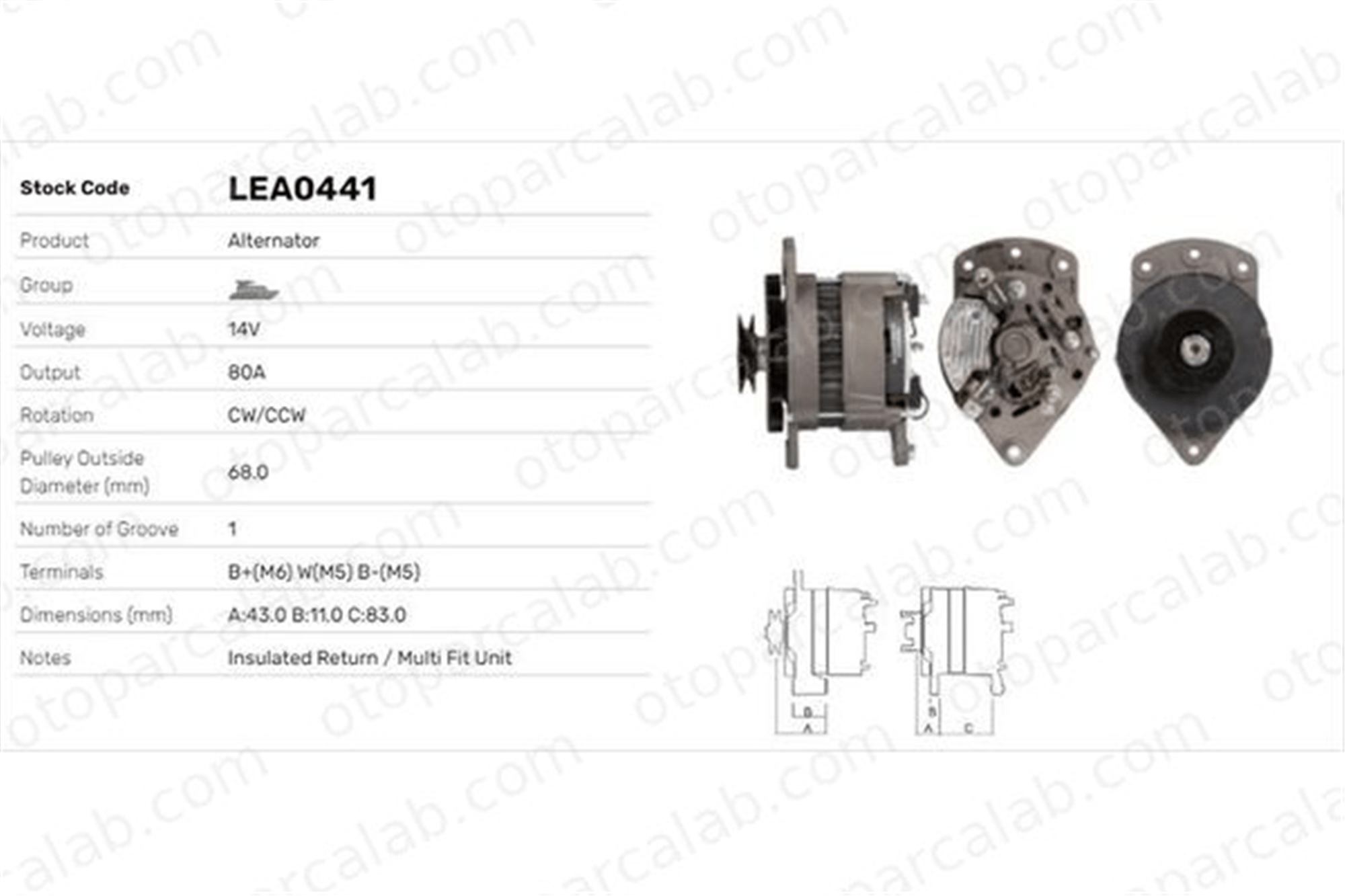 LUCAS ELEKTRIK LEA0441 Alternatör AUSTIN-HEALEY SPRITE MK.III Cabrio SPRITE MK.IV Cabrio LEA0441 13817100