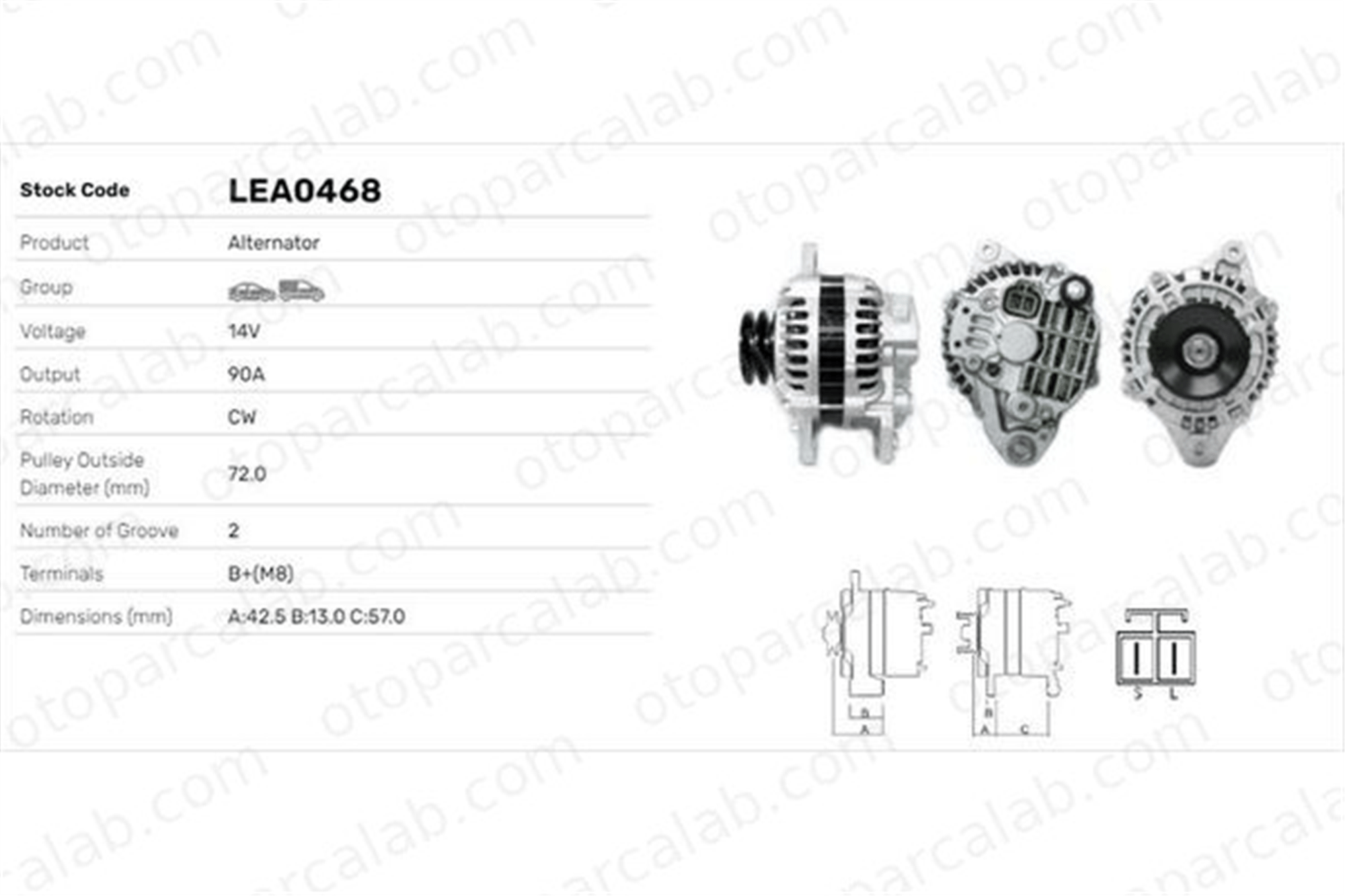LUCAS ELEKTRIK LEA0468 Alternatör MITSUBISHI PAJERO II TALBOT SIMCA 1301 Tourisme ME202971 A003T08699