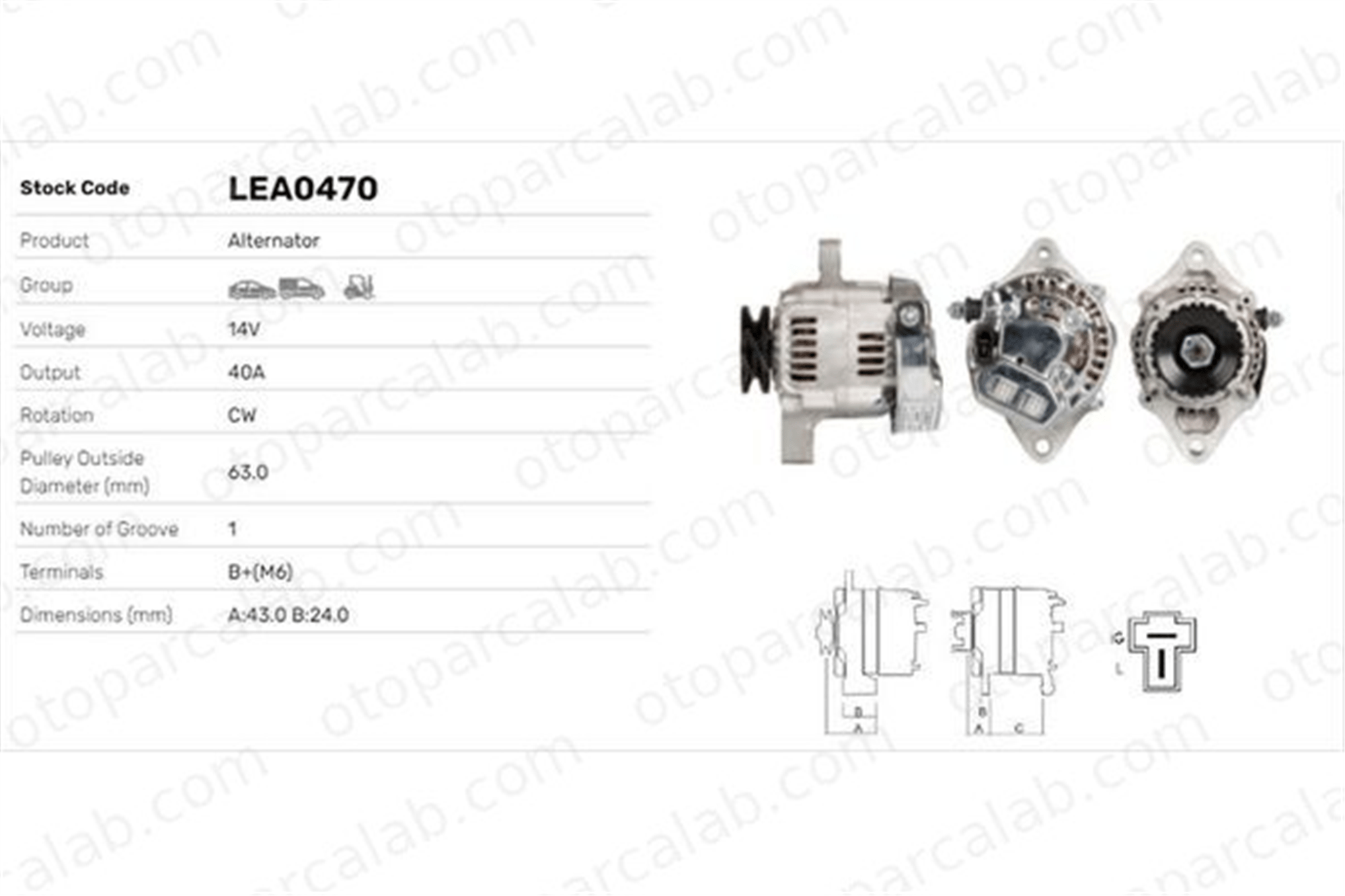 LUCAS ELEKTRIK LEA0470 Alternatör DAIHATSU CHARADE III HIJET Panelvan/Van LEA0470 2706087201