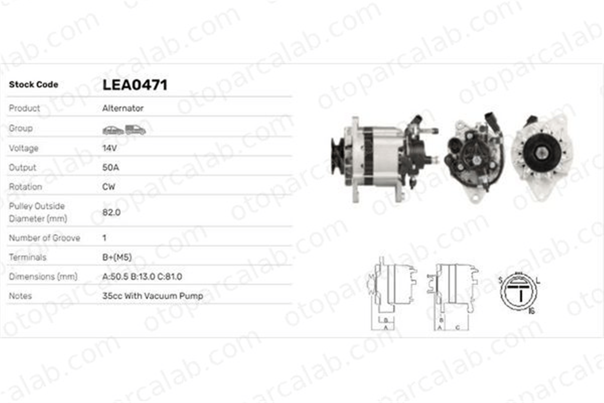 LUCAS ELEKTRIK LEA0471 Alternatör OPEL CAMPO ISUZU TROOPER I 897187657051 9119721